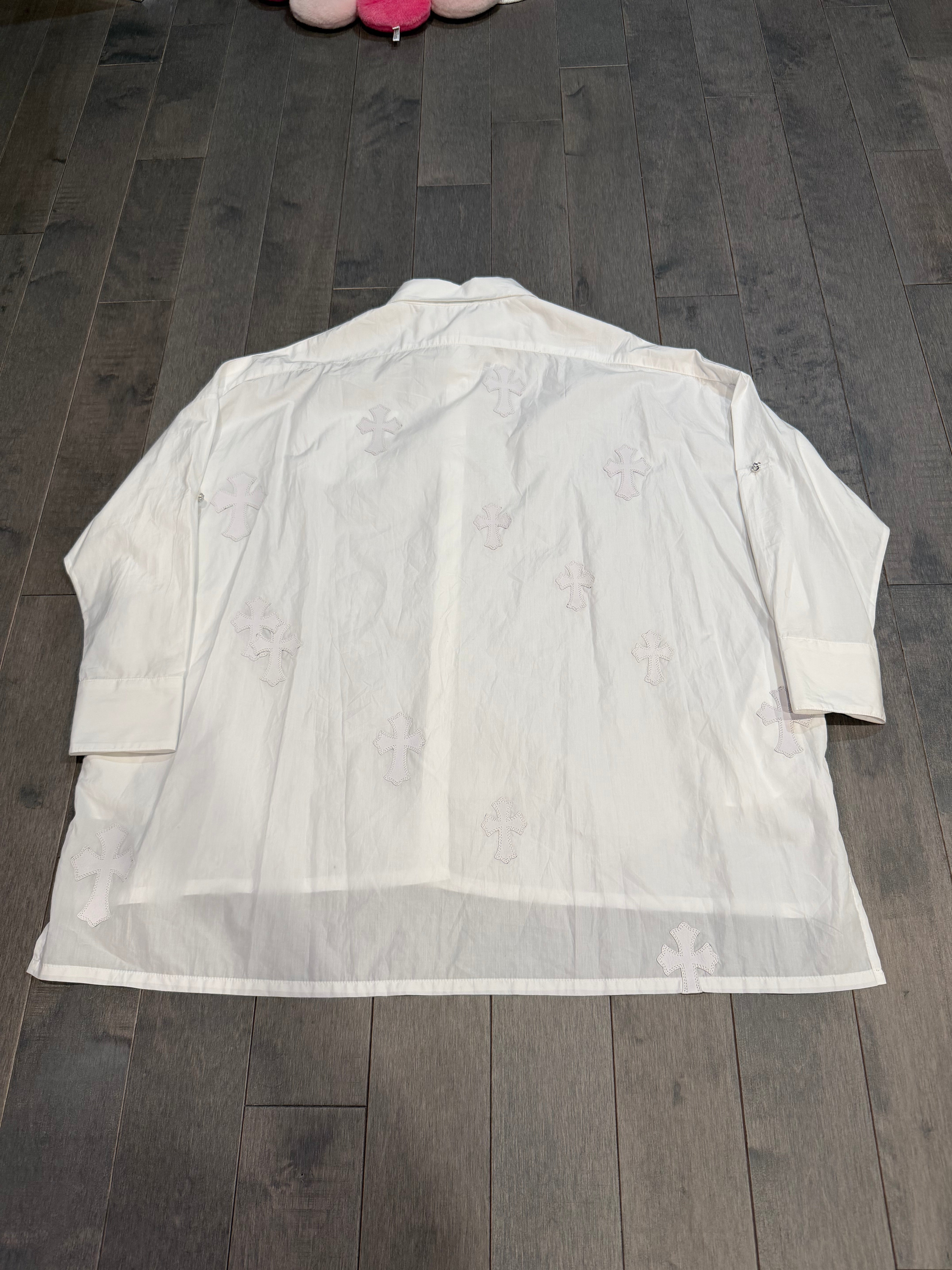 Chrome Hearts White Cross Patch Button Up