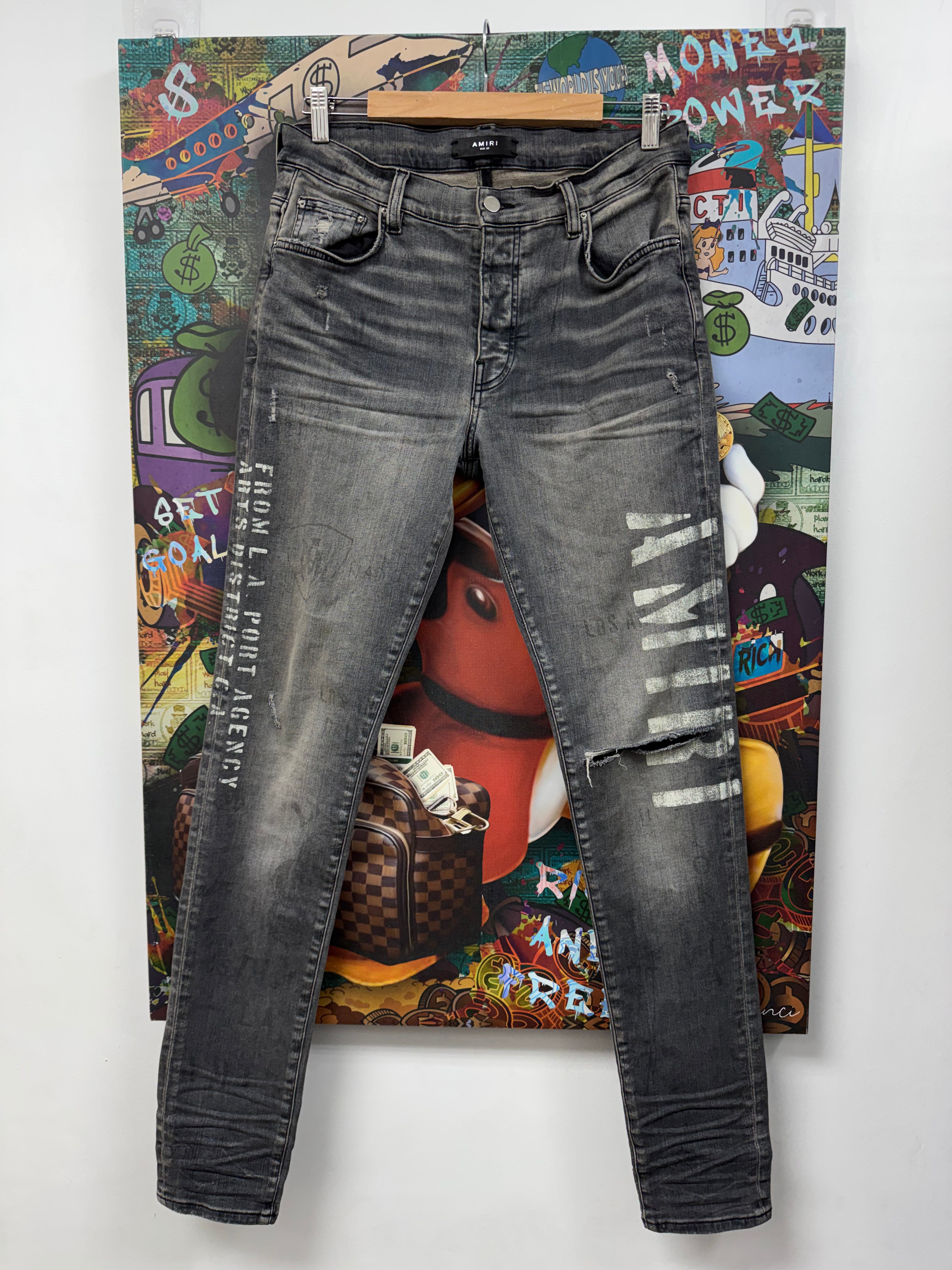 Amiri Grey Military Stencil Jeans