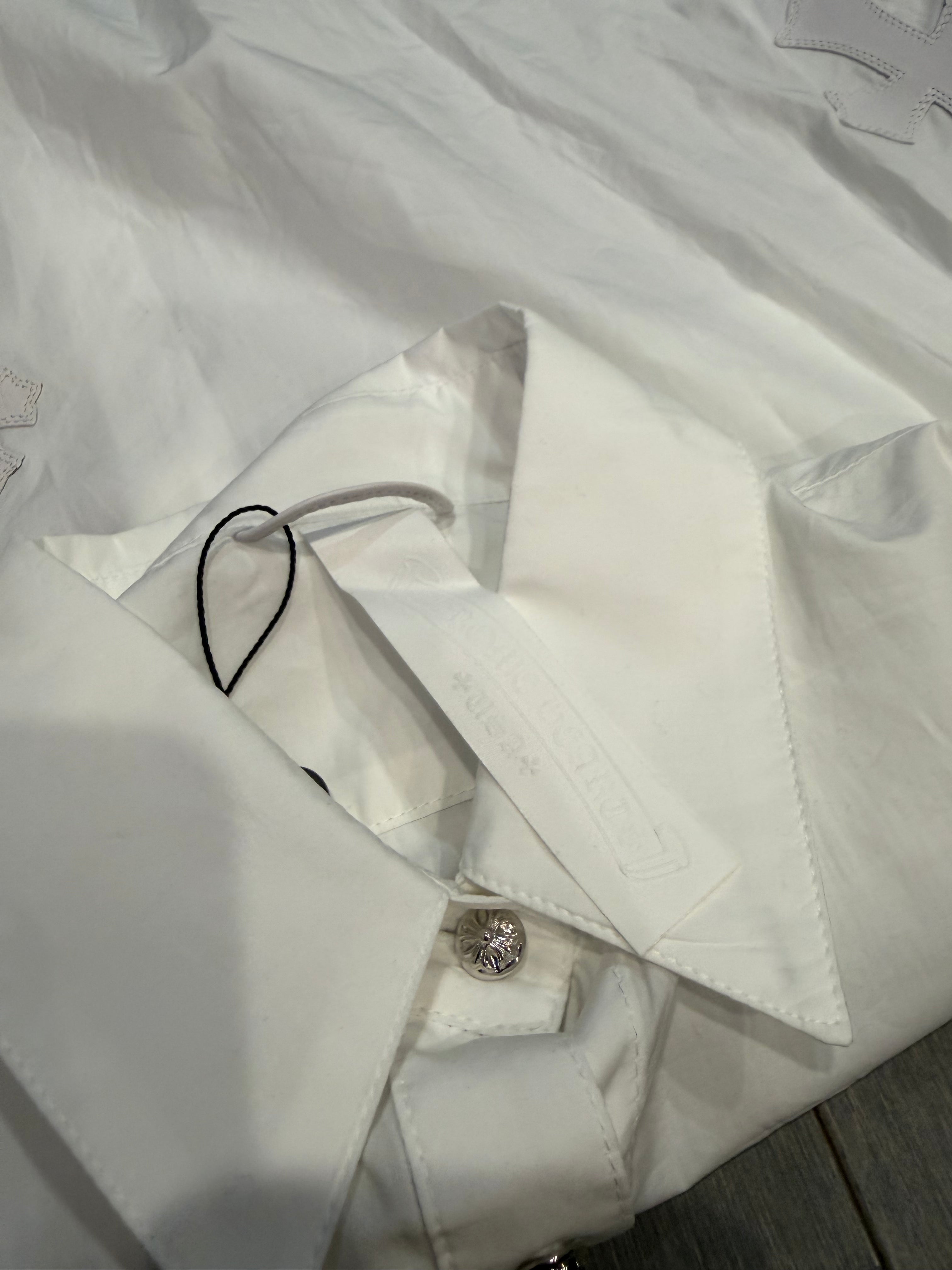 Chrome Hearts White Cross Patch Button Up