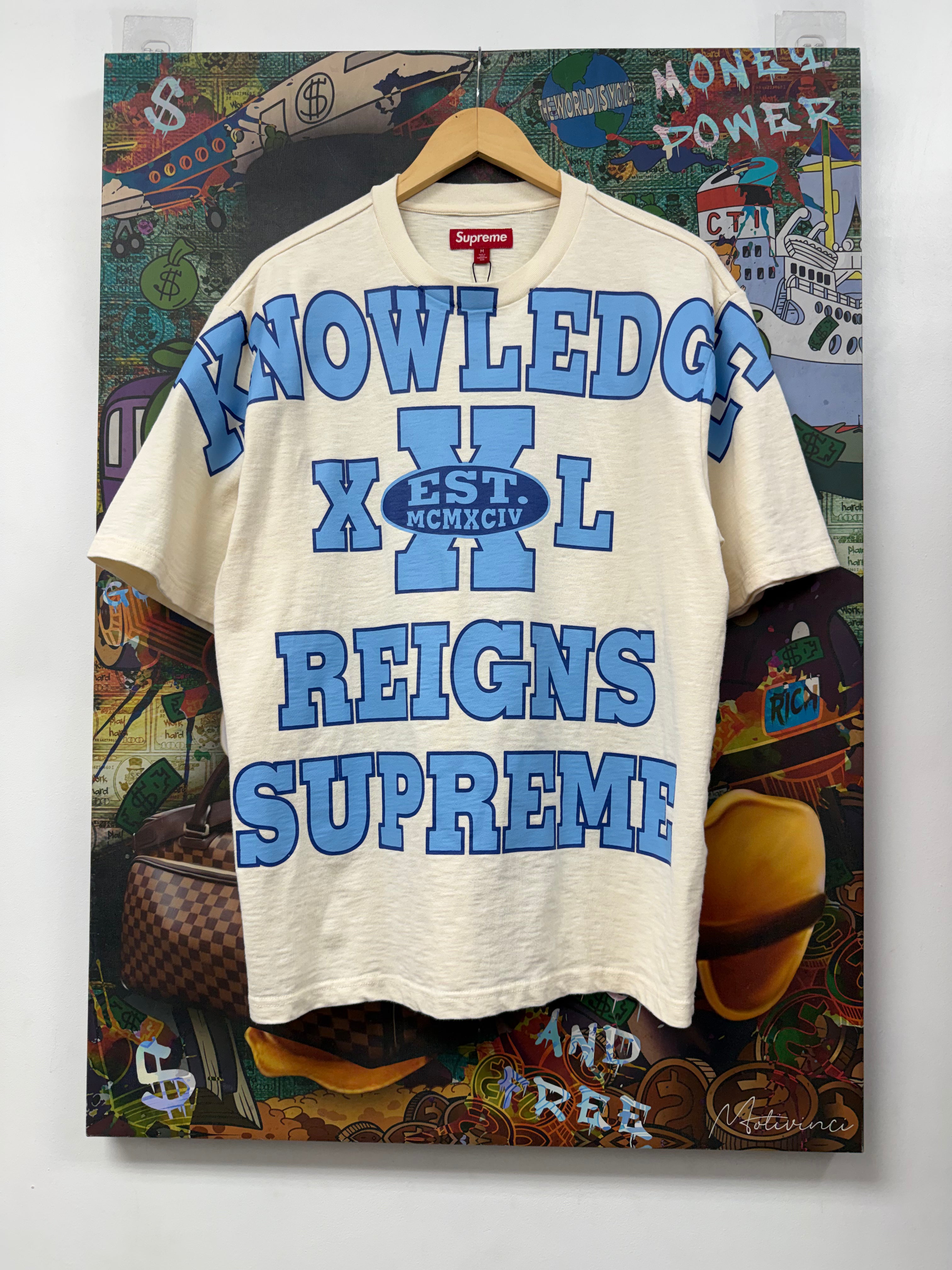 Supreme Cream Blue Knowledge Tee