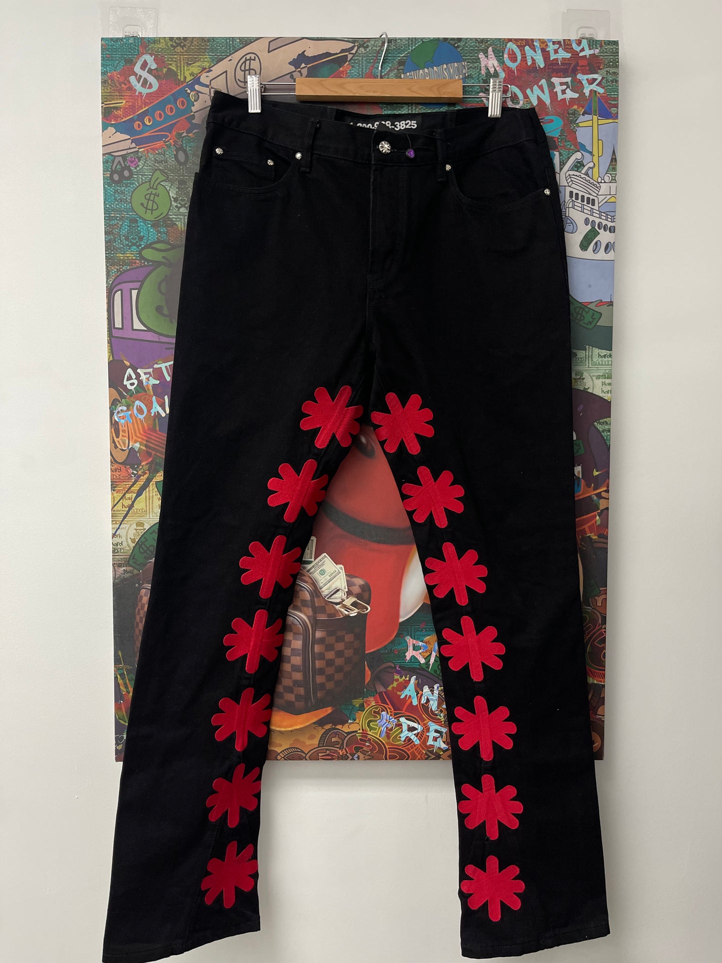 LOSTSHDWS Black Red Denim Jeans Used