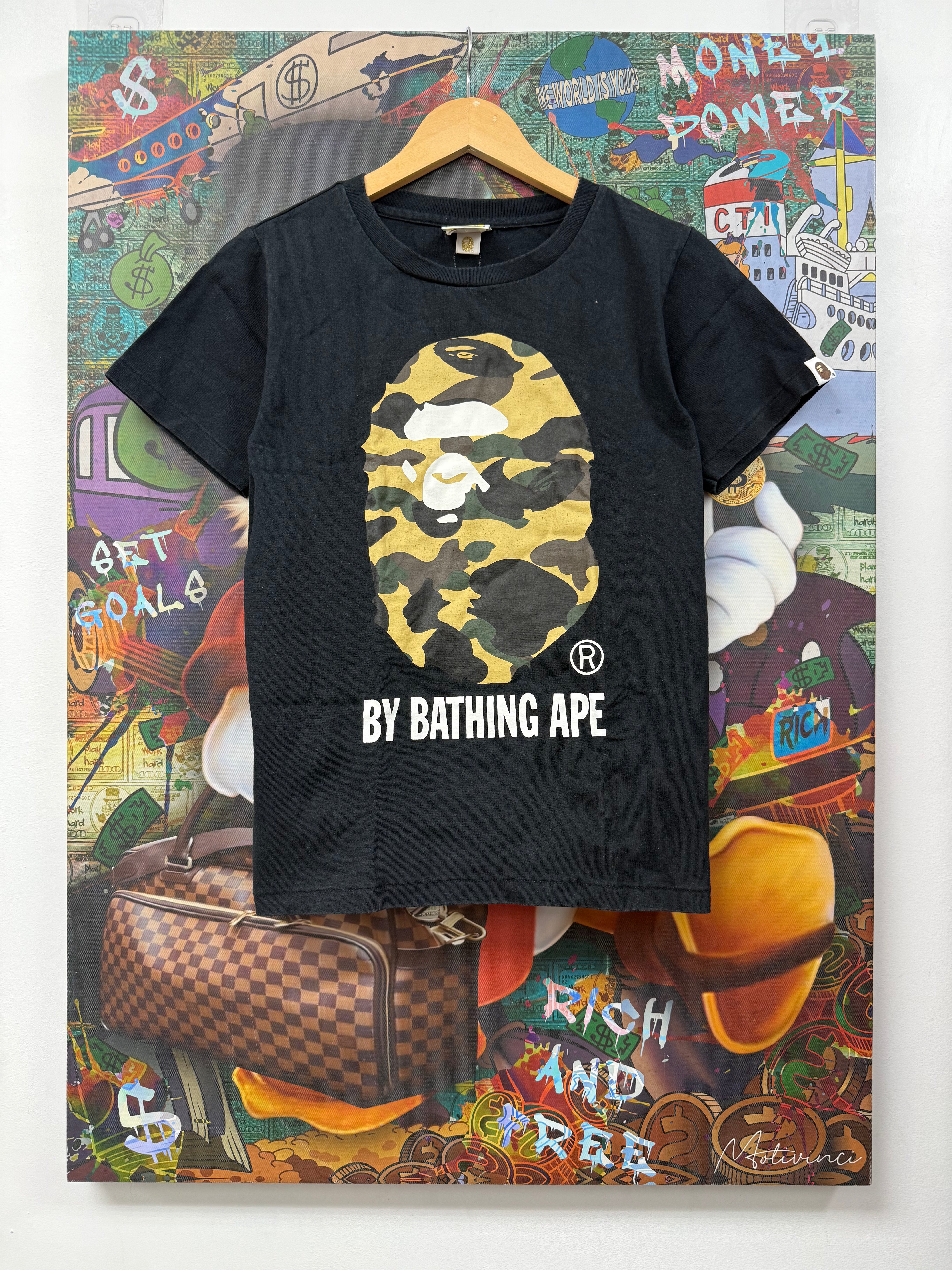 Bape Black Camo Ape Head Logo Tee