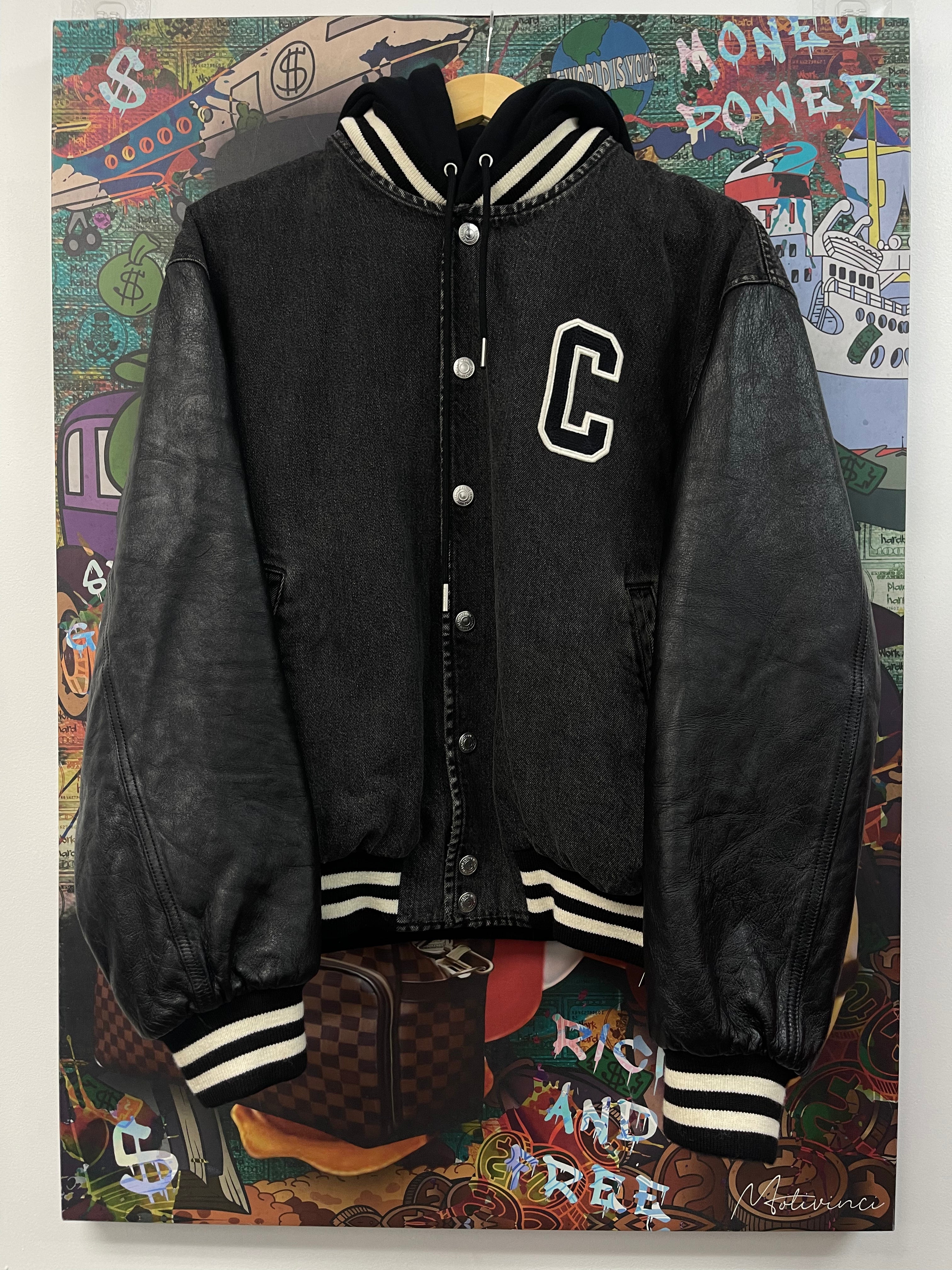 Celine Denim Leather Black Arc Logo Jacket