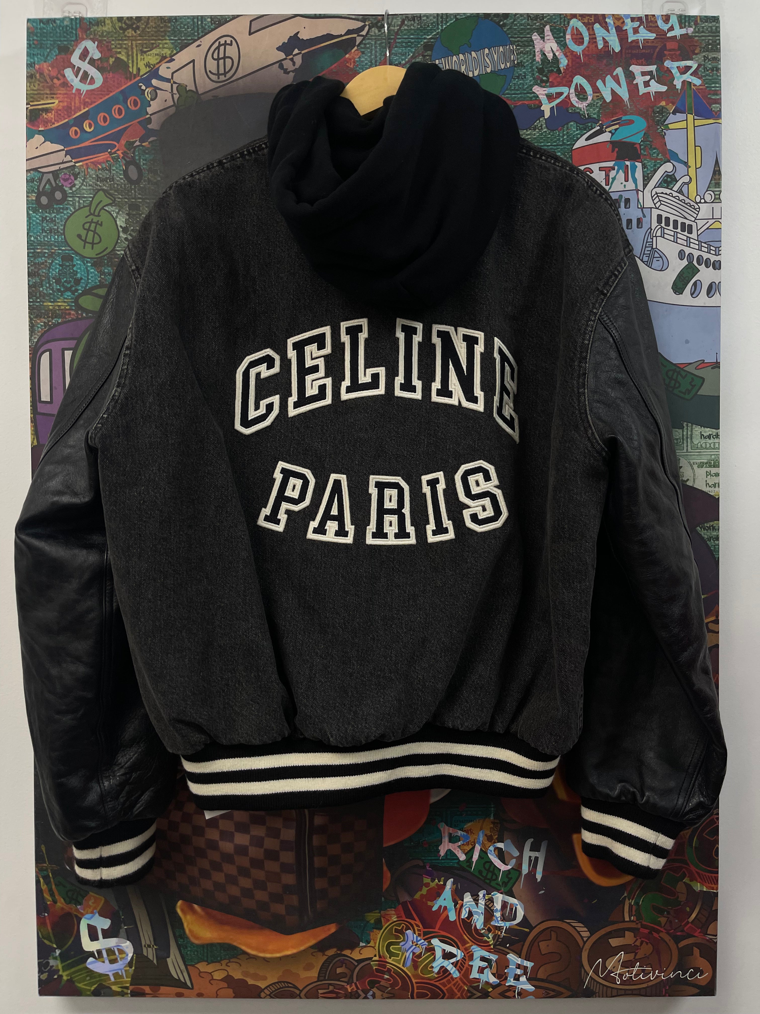 Celine Denim Leather Black Arc Logo Jacket