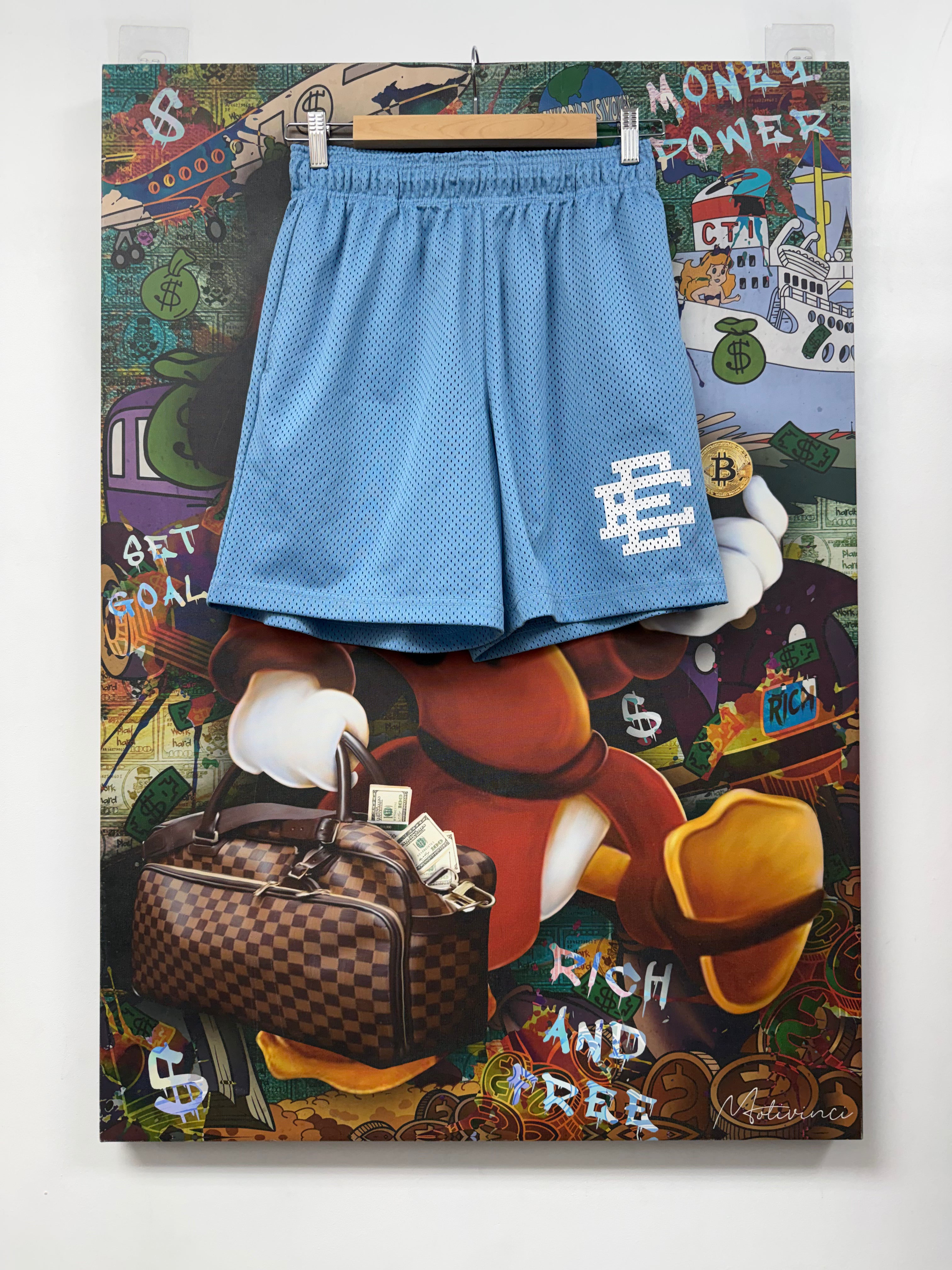Eric Emanuel Light Blue White Logo Shorts