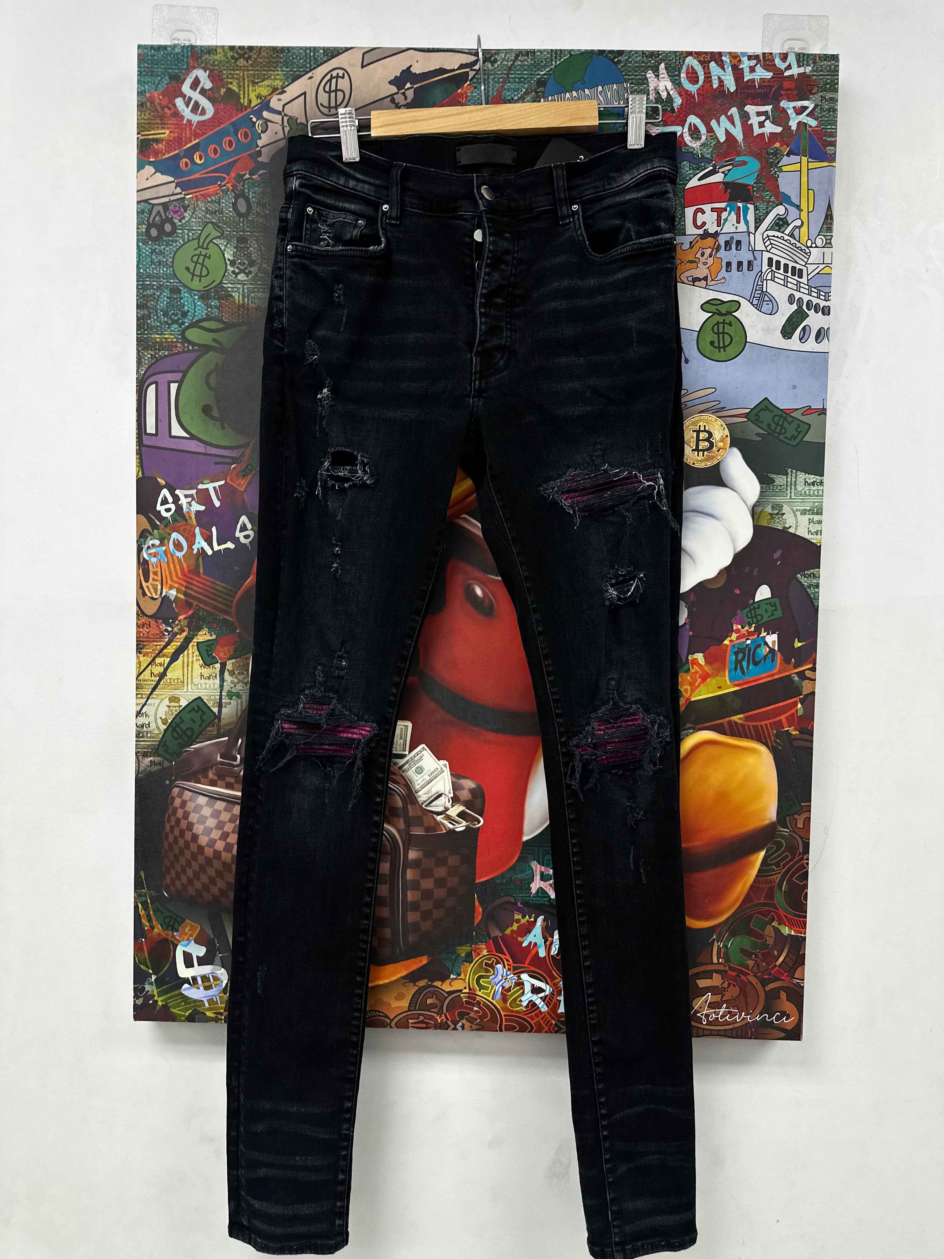 Amiri MX1 Black Pink Crackle Patch Used 32