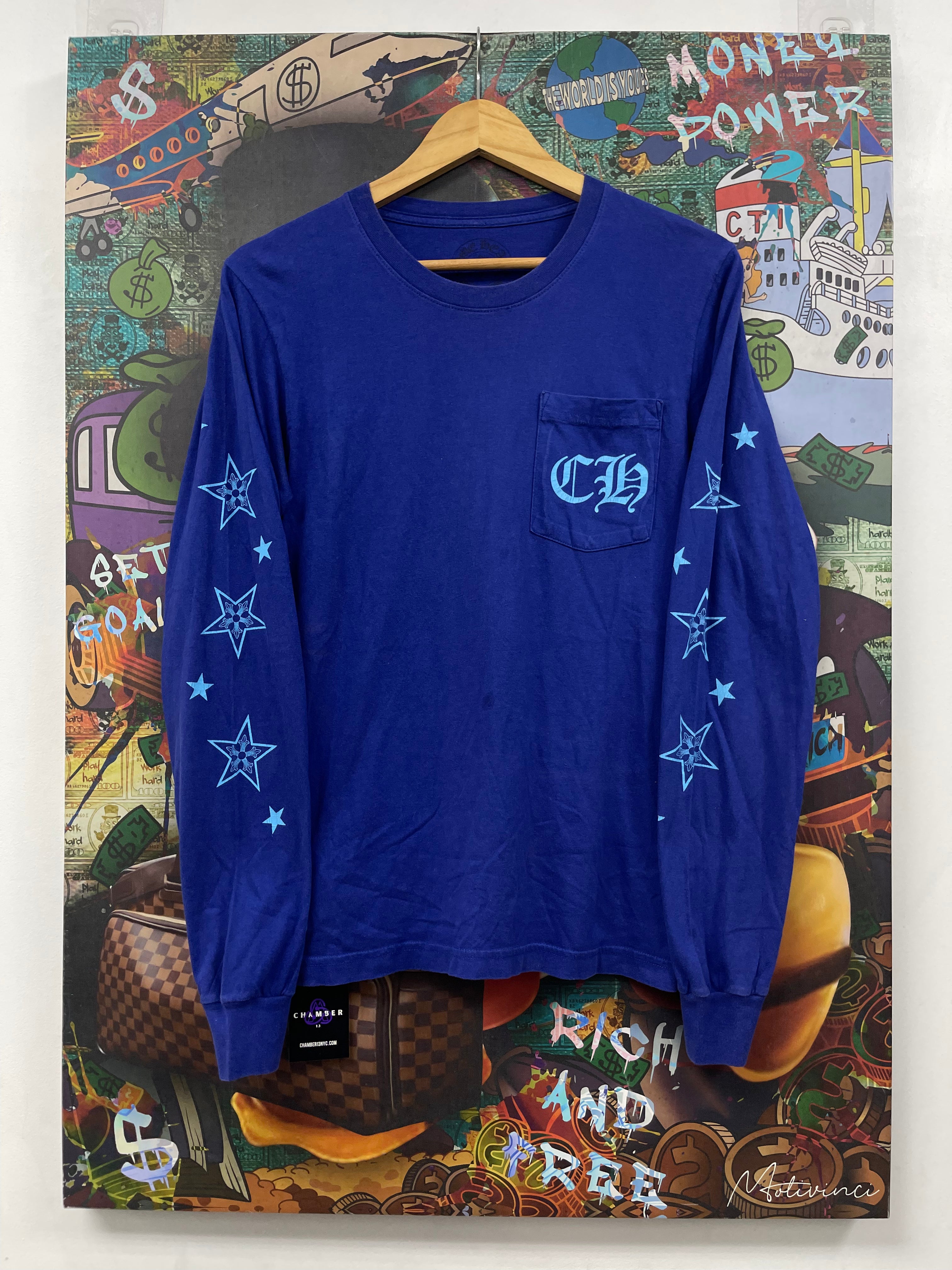 Chrome Hearts Navy Baby Blue Star Long Sleeve
