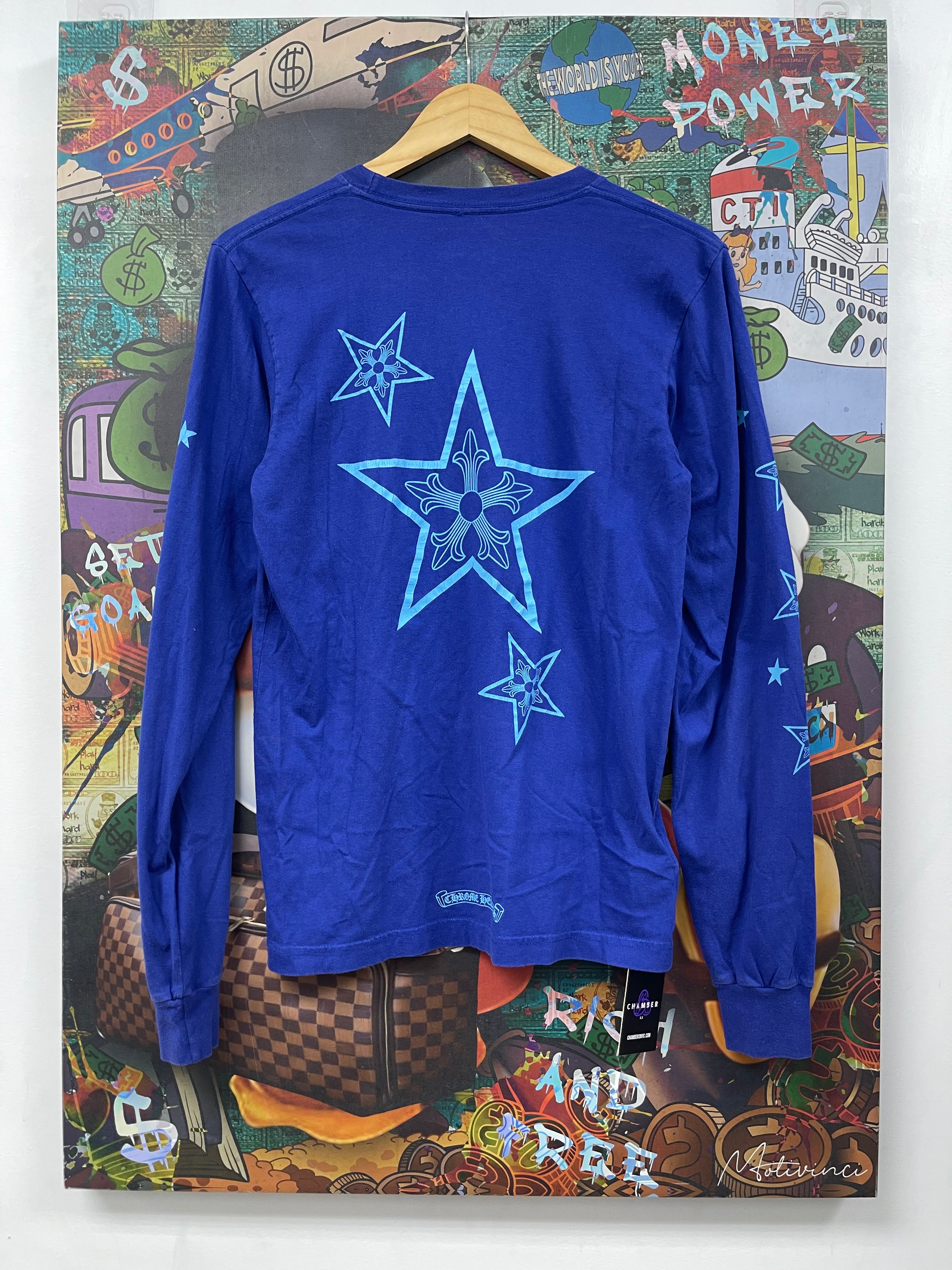 Chrome Hearts Navy Baby Blue Star Long Sleeve