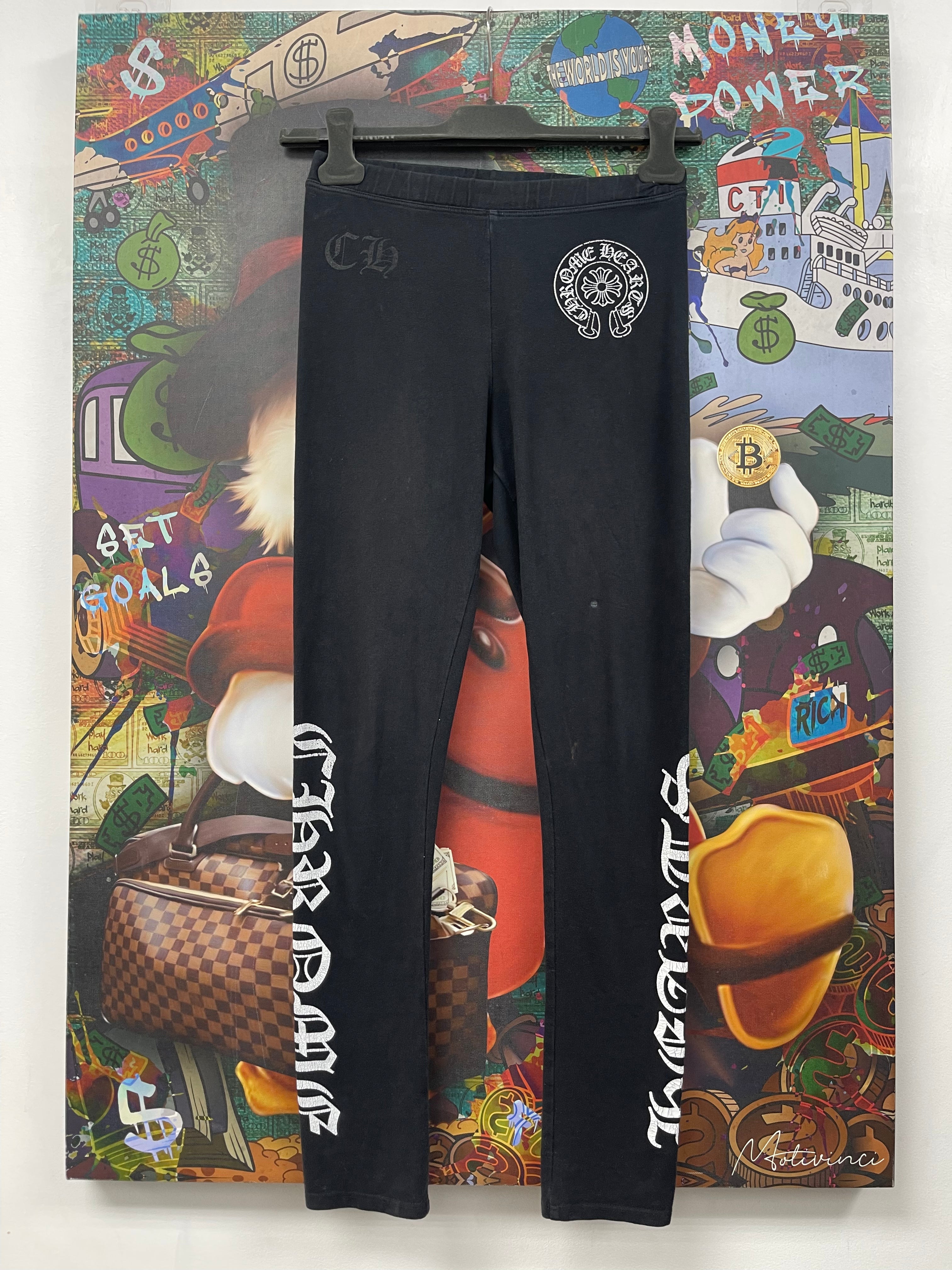 Chrome Hearts Black Horseshoe Leggings