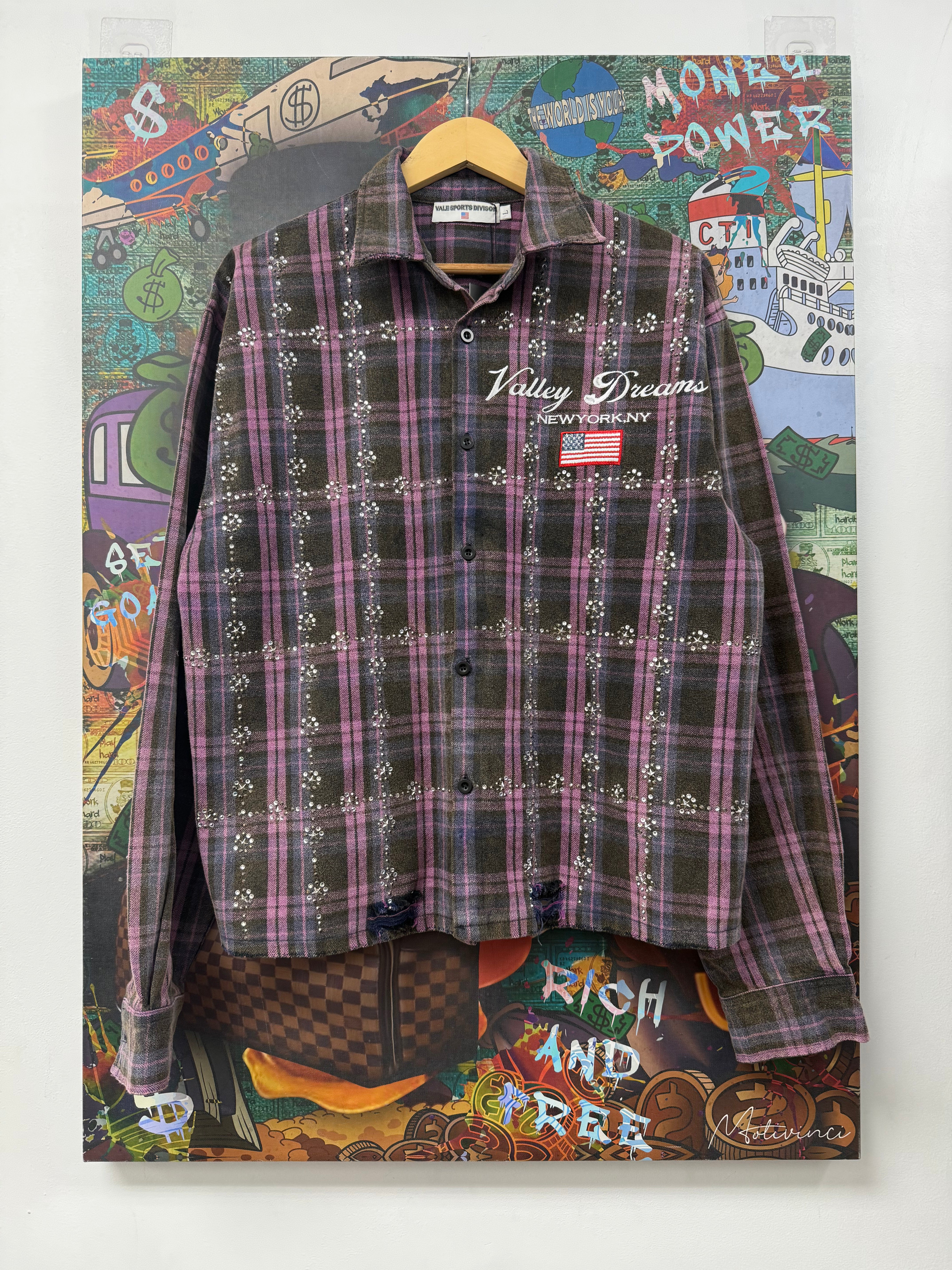 Vale Purple Rhinestone Flannel