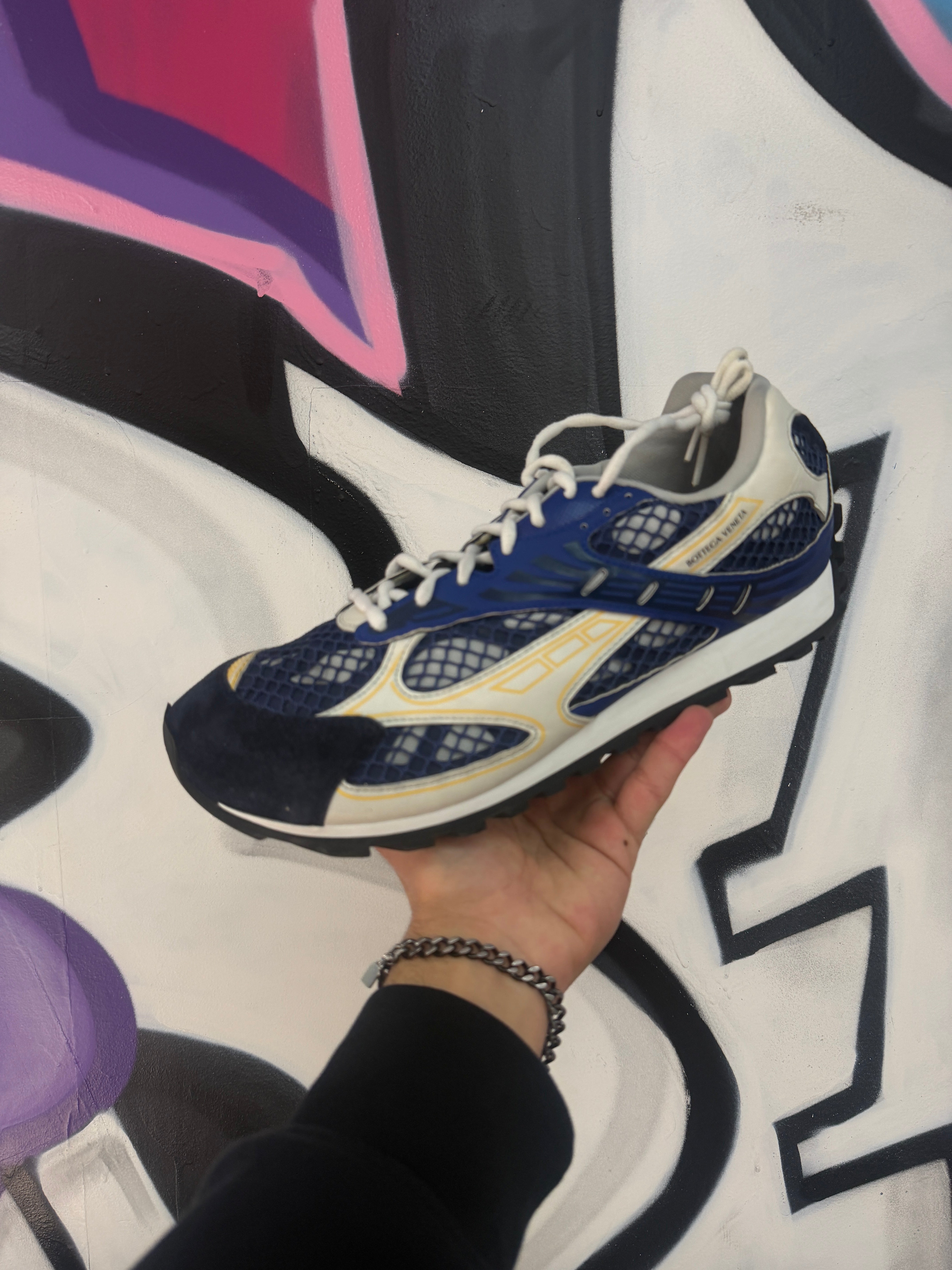 Bottega Veneta Blue Yellow Orbit Sneakers