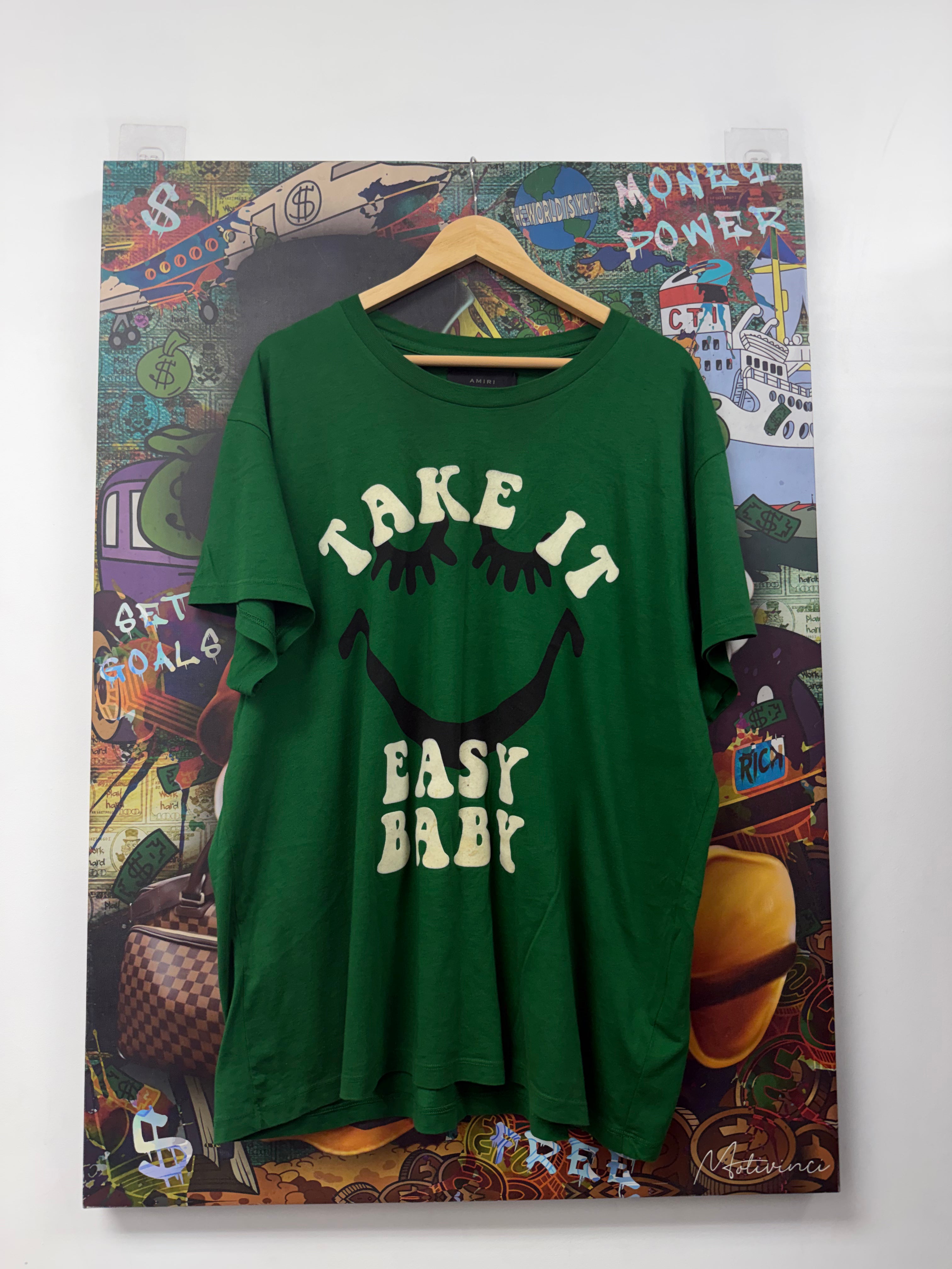 Amiri Green Cream Blue Take It Easy Baby Tee
