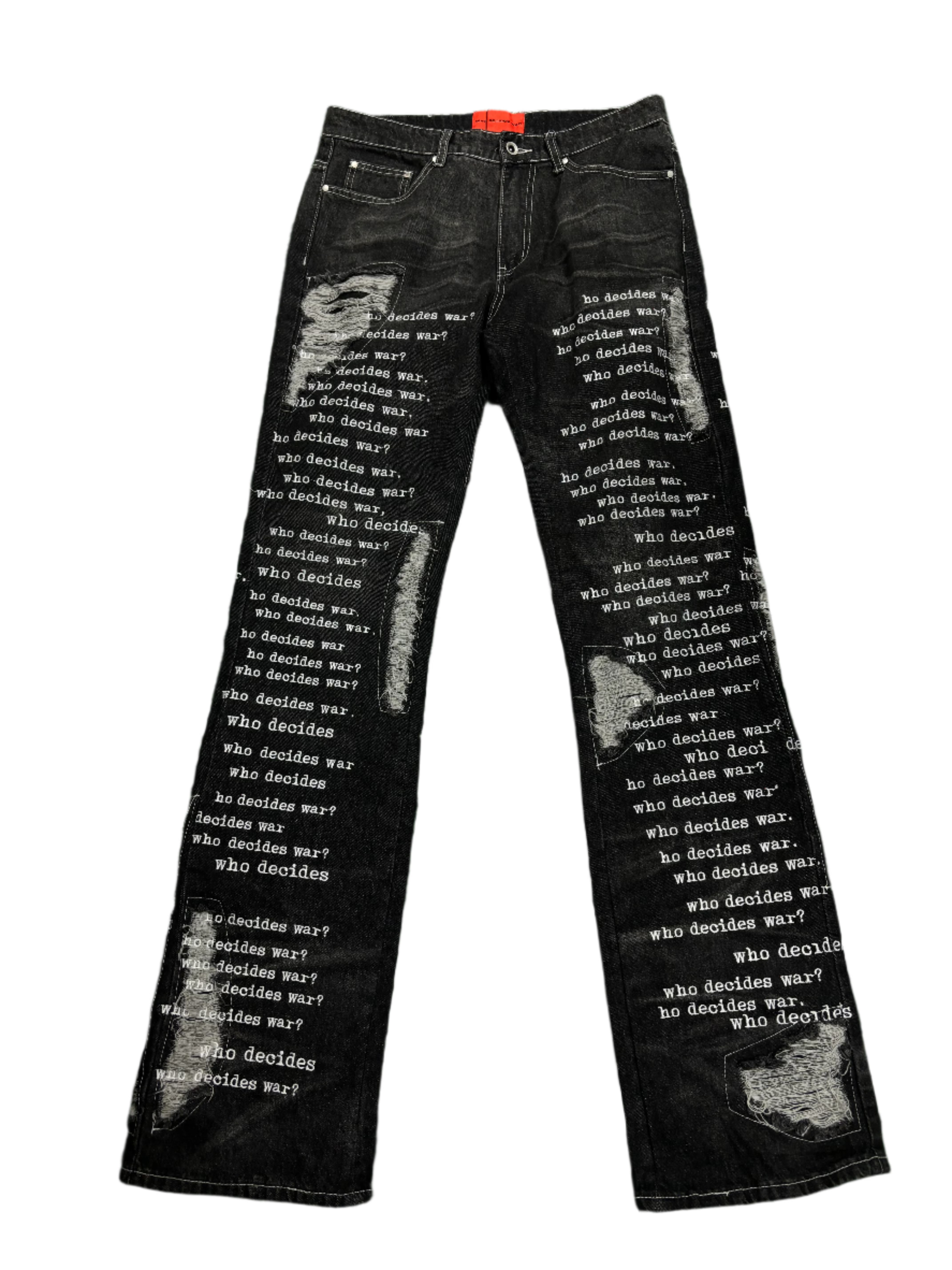 WDW Scripture Distressed Black Jeans
