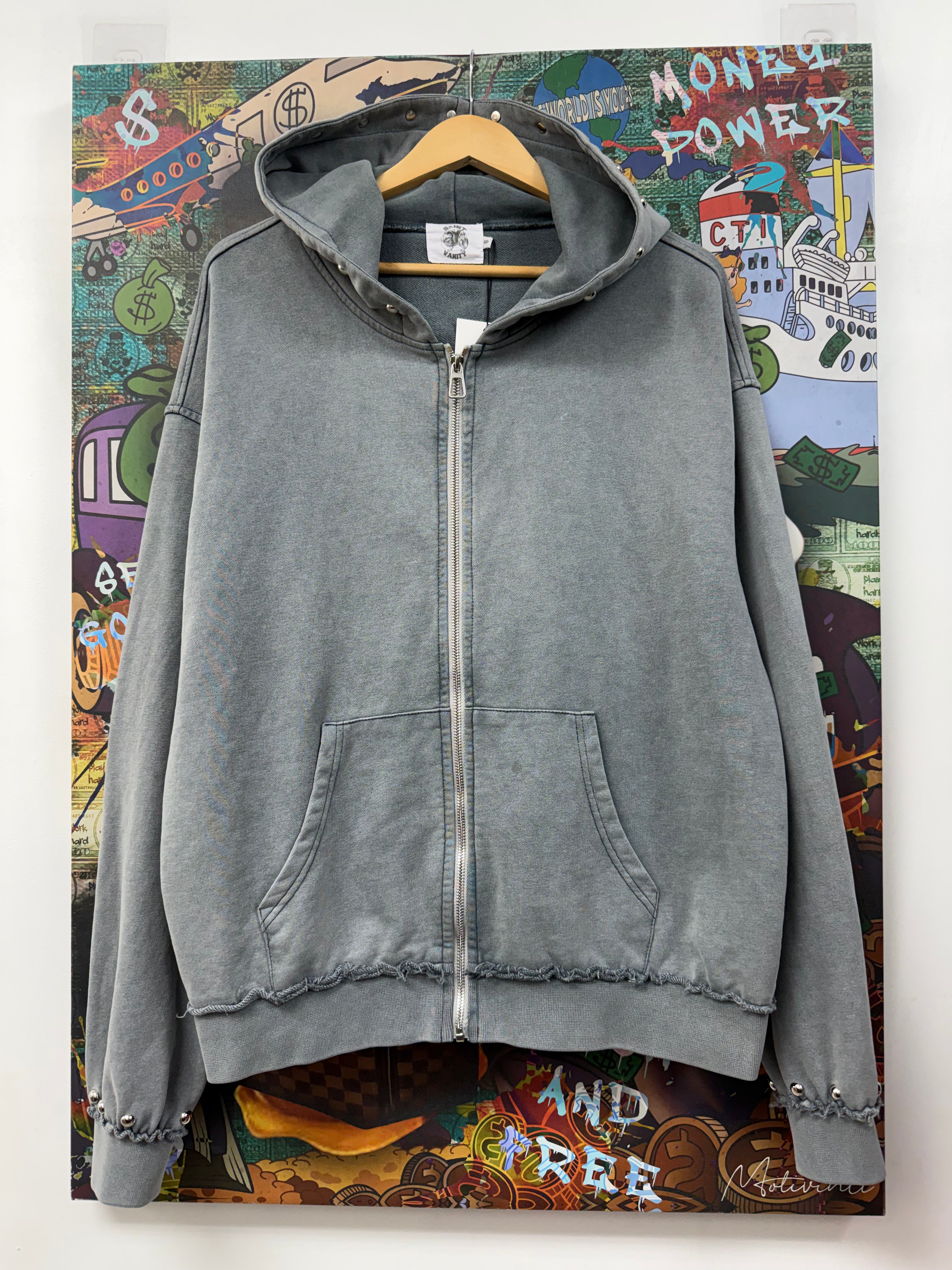 Saint Vanity French Terry Grey Studded Hoodie