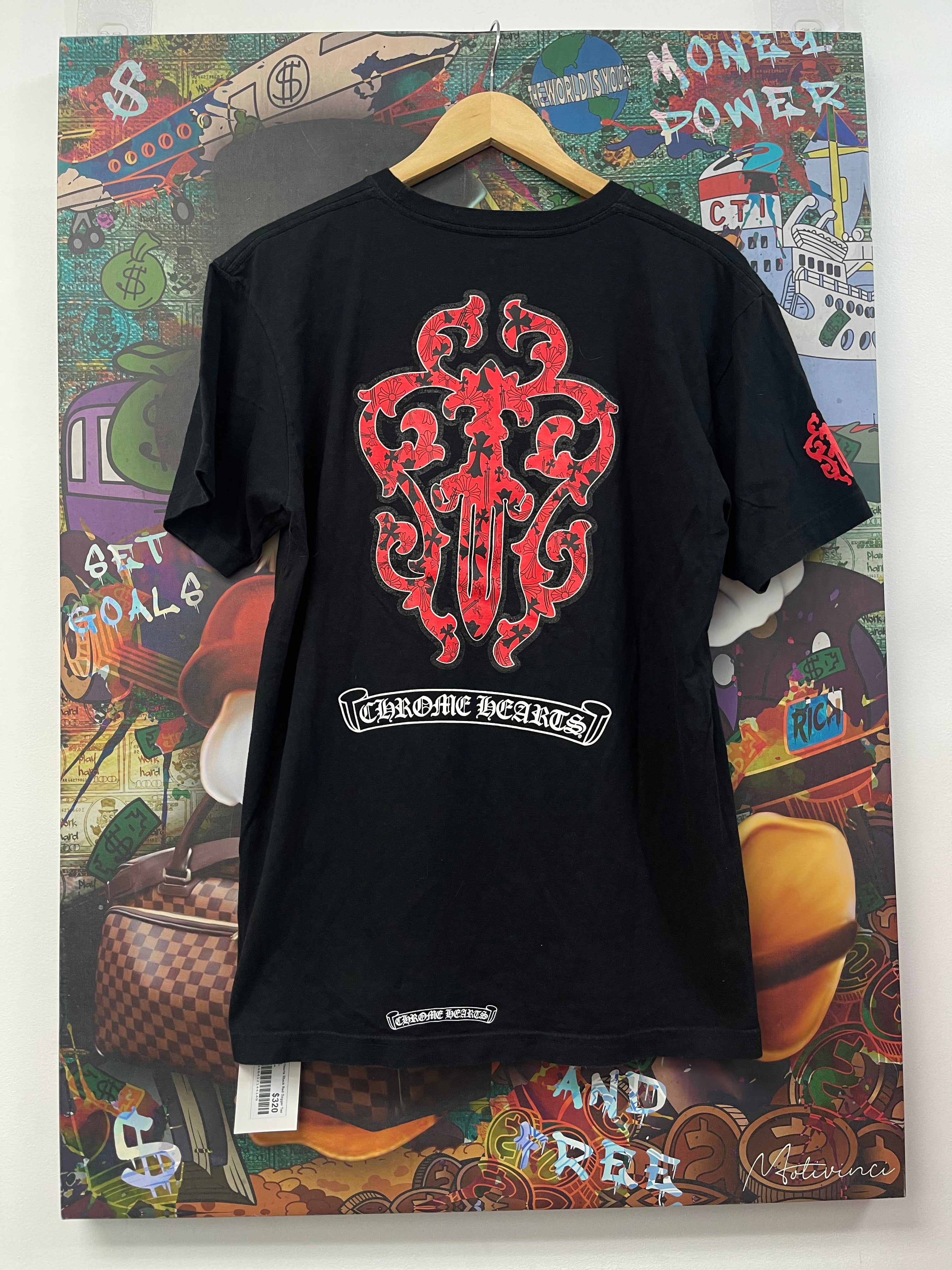 Chrome Hearts Black Red Dagger Tee