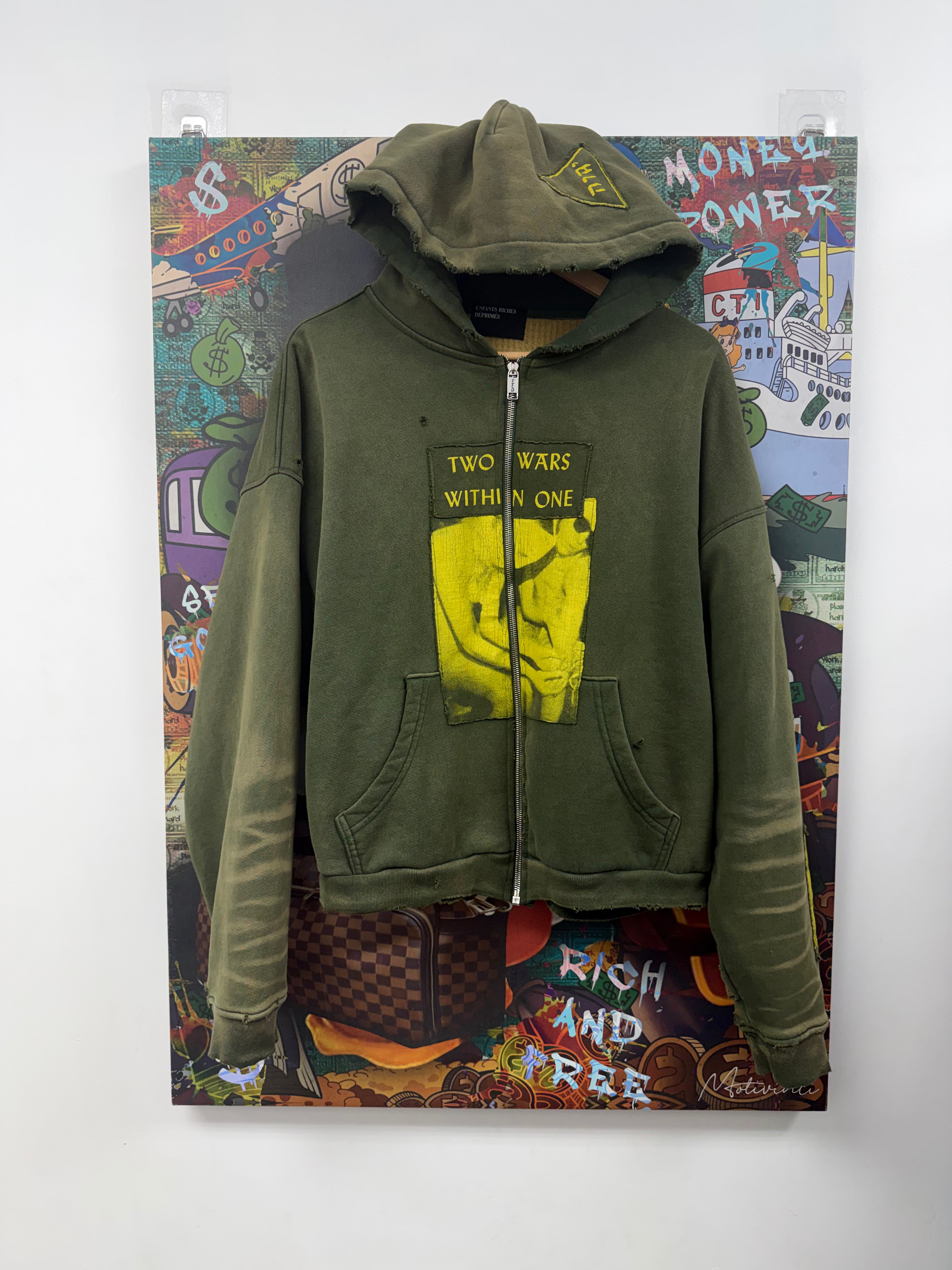 ENFANTS RICHES DÉPRIMÉS Green Two Wars Zip Up Hoodie