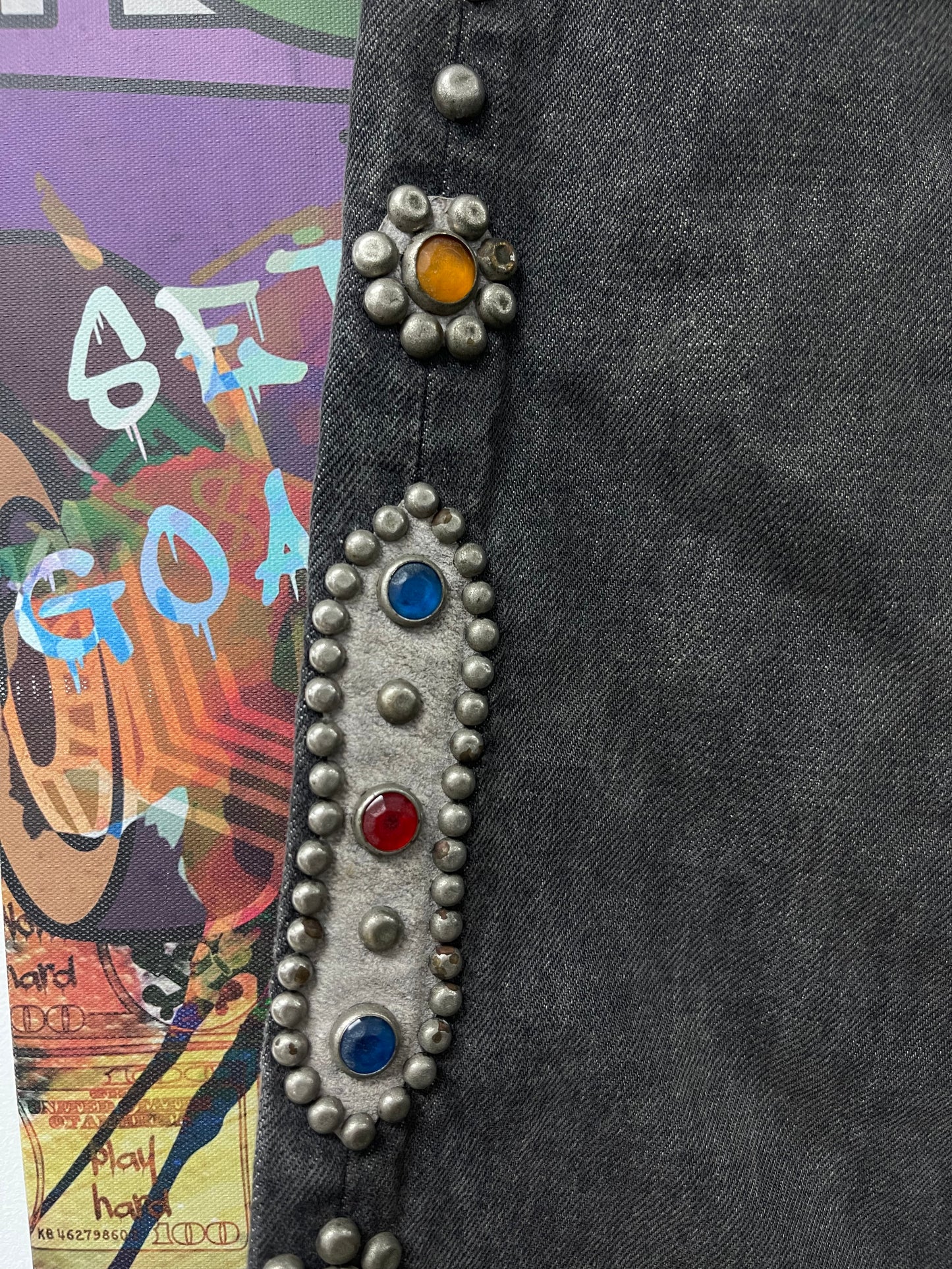 Kapital Gem Studded Denim Grey Wash Used