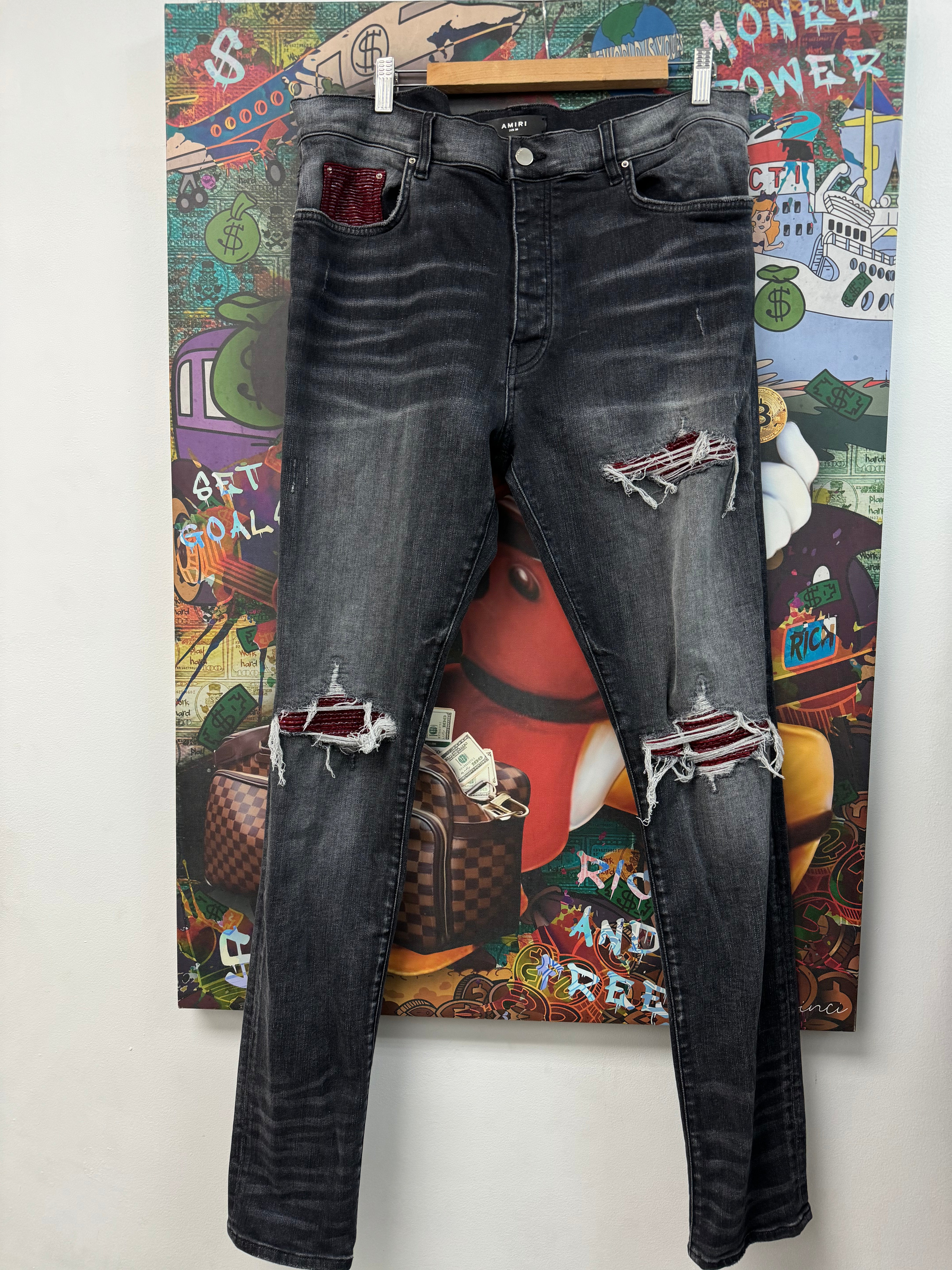 Amri MX1 Grey Red Patch Jean