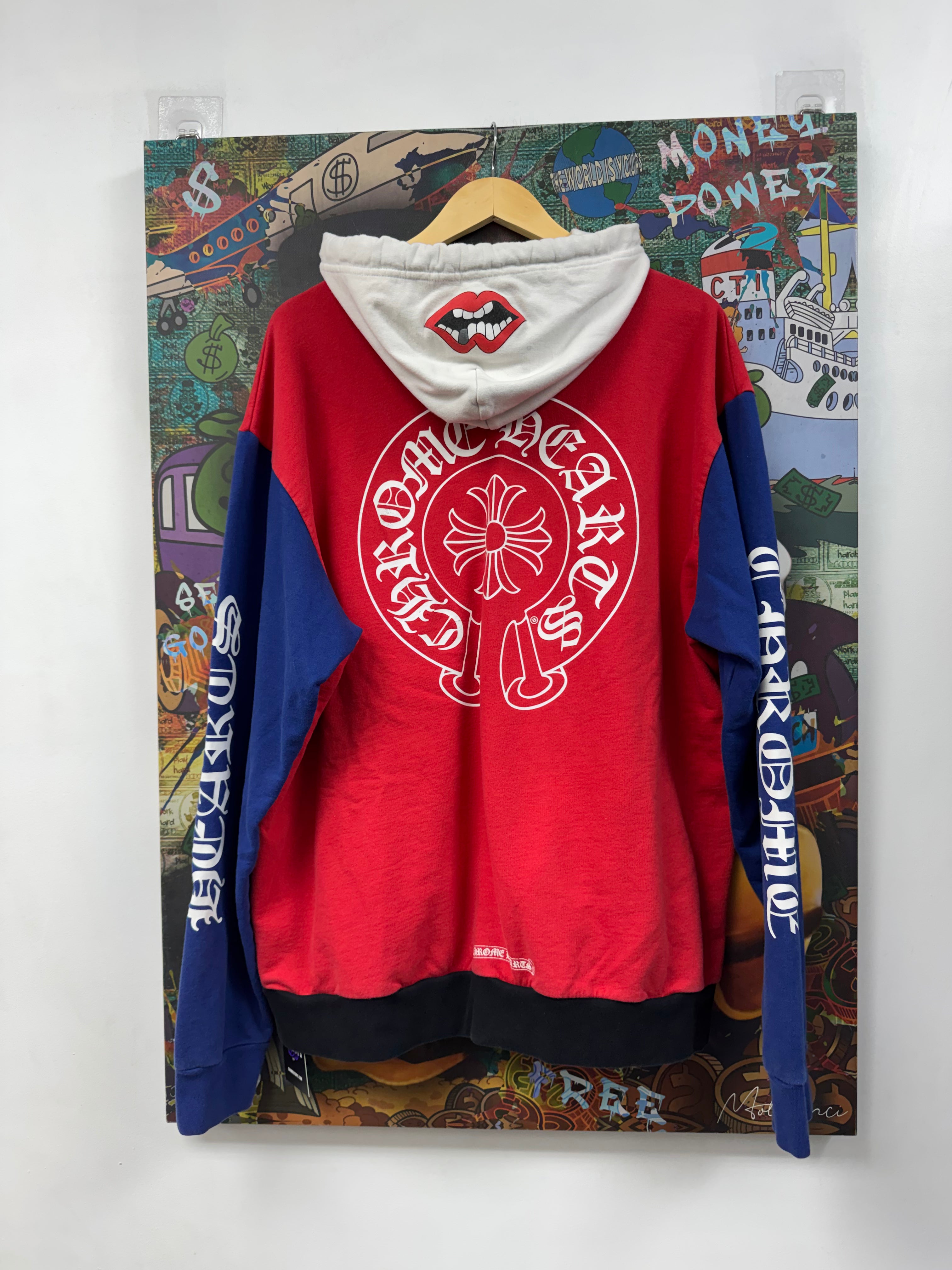 Chrome Hearts Matty Boy White Red Blue Horseshoe Hoodie