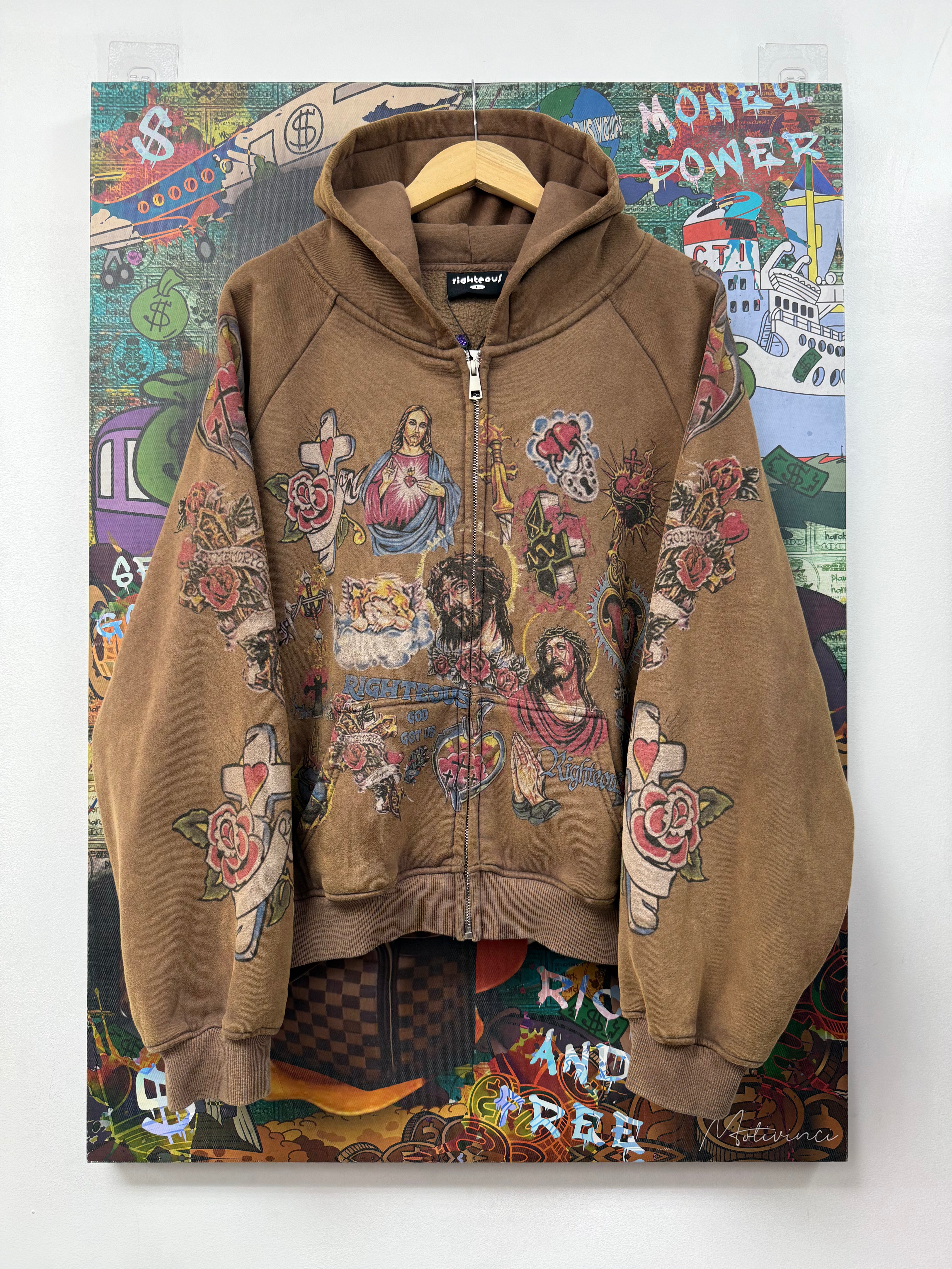 Righteous Brown Risen Zip Up Hoodie