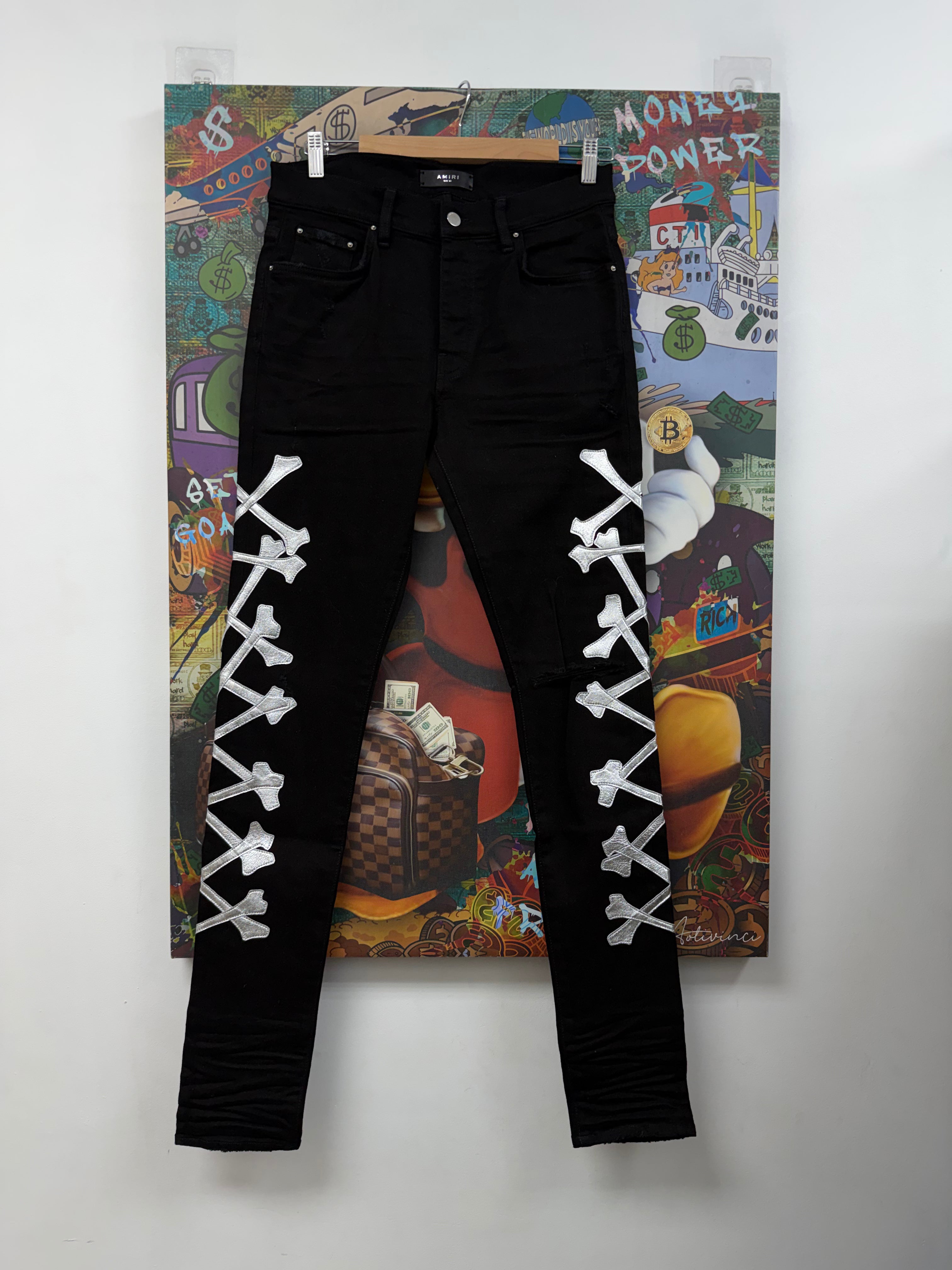 Amiri Black Silver Bones Jeans