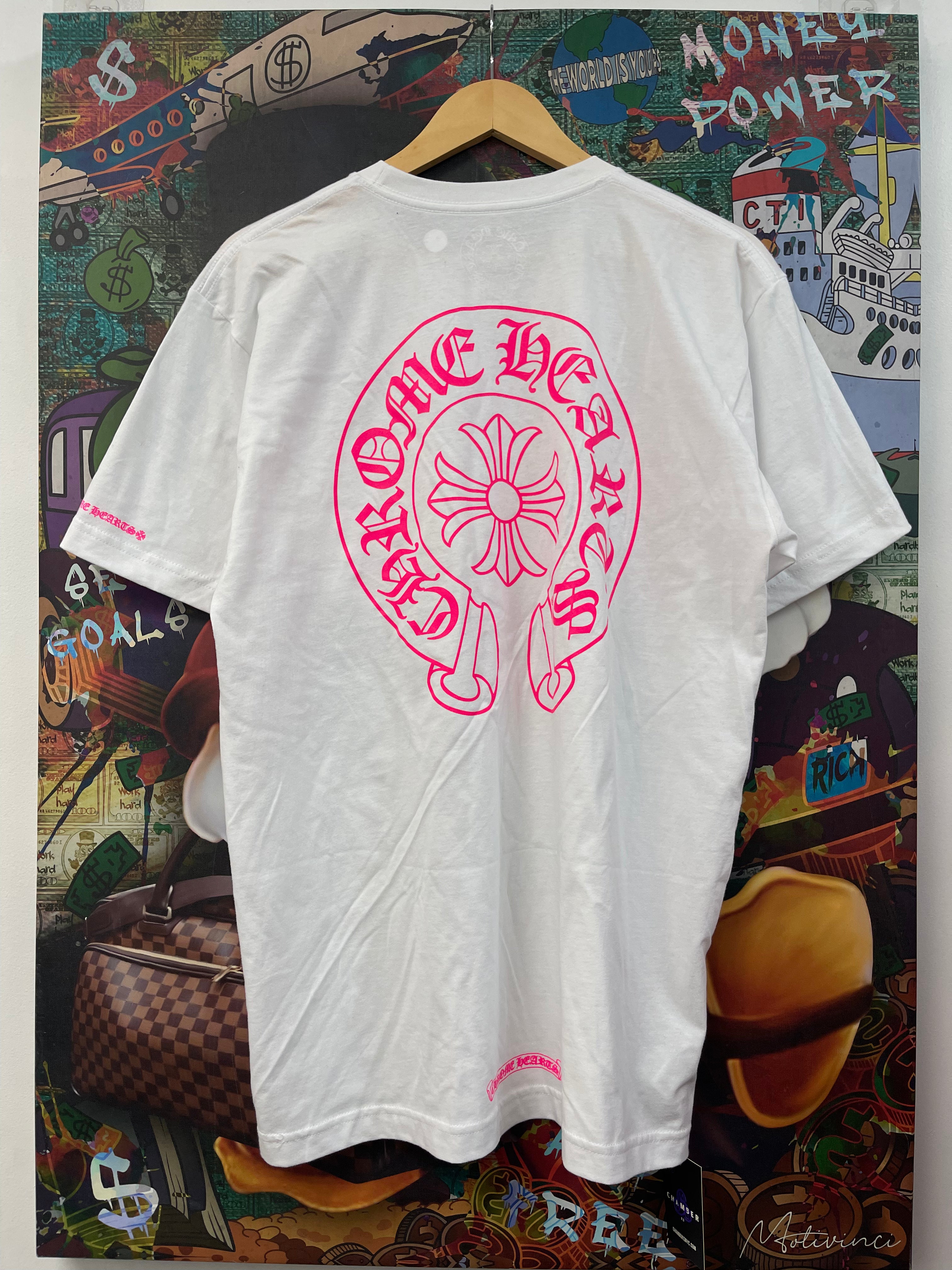 Chrome Hearts White Pink Horseshoe Tee