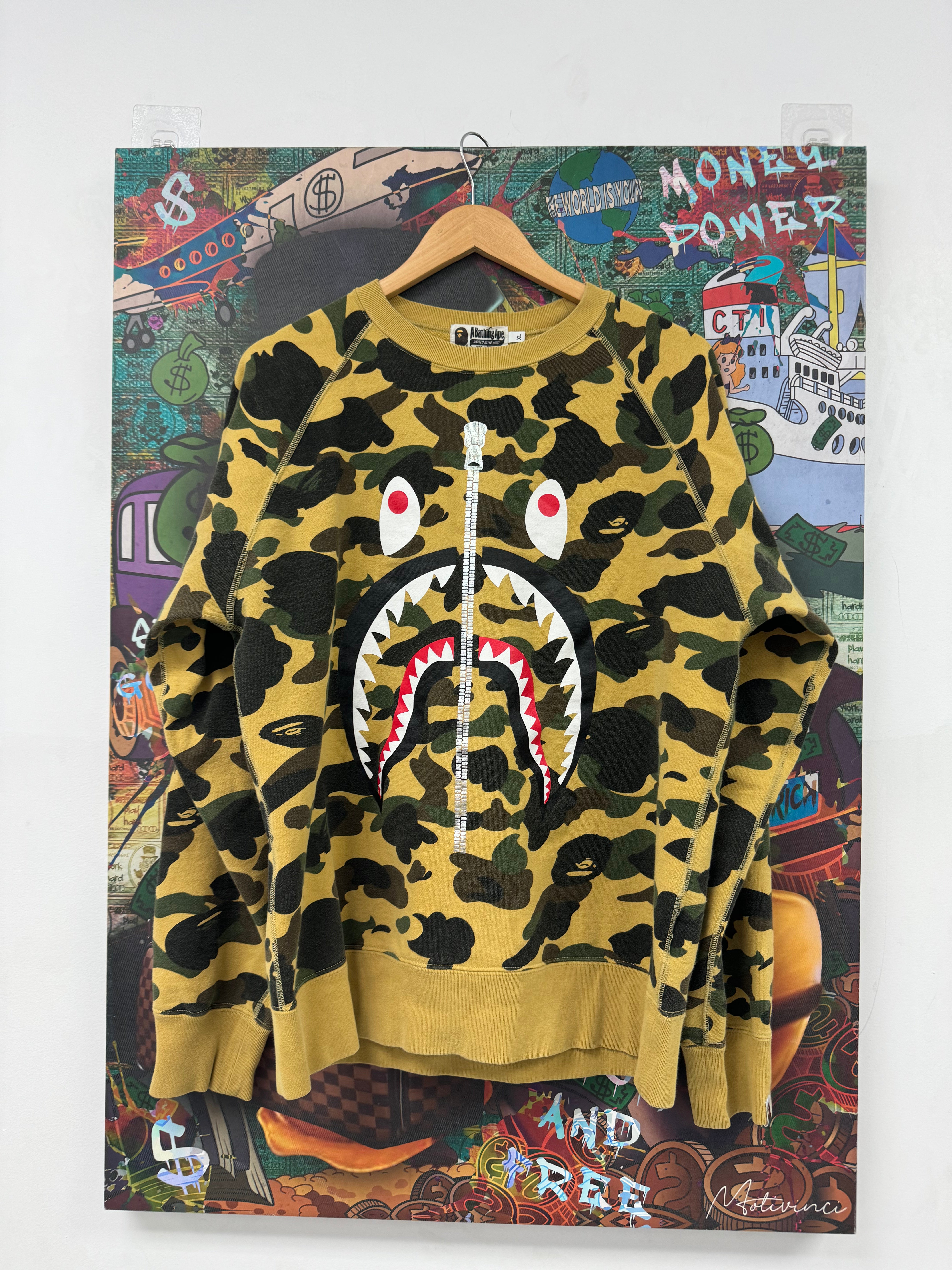 BAPE Shark Zipper Crewneck Desert Camo Used XL N/A