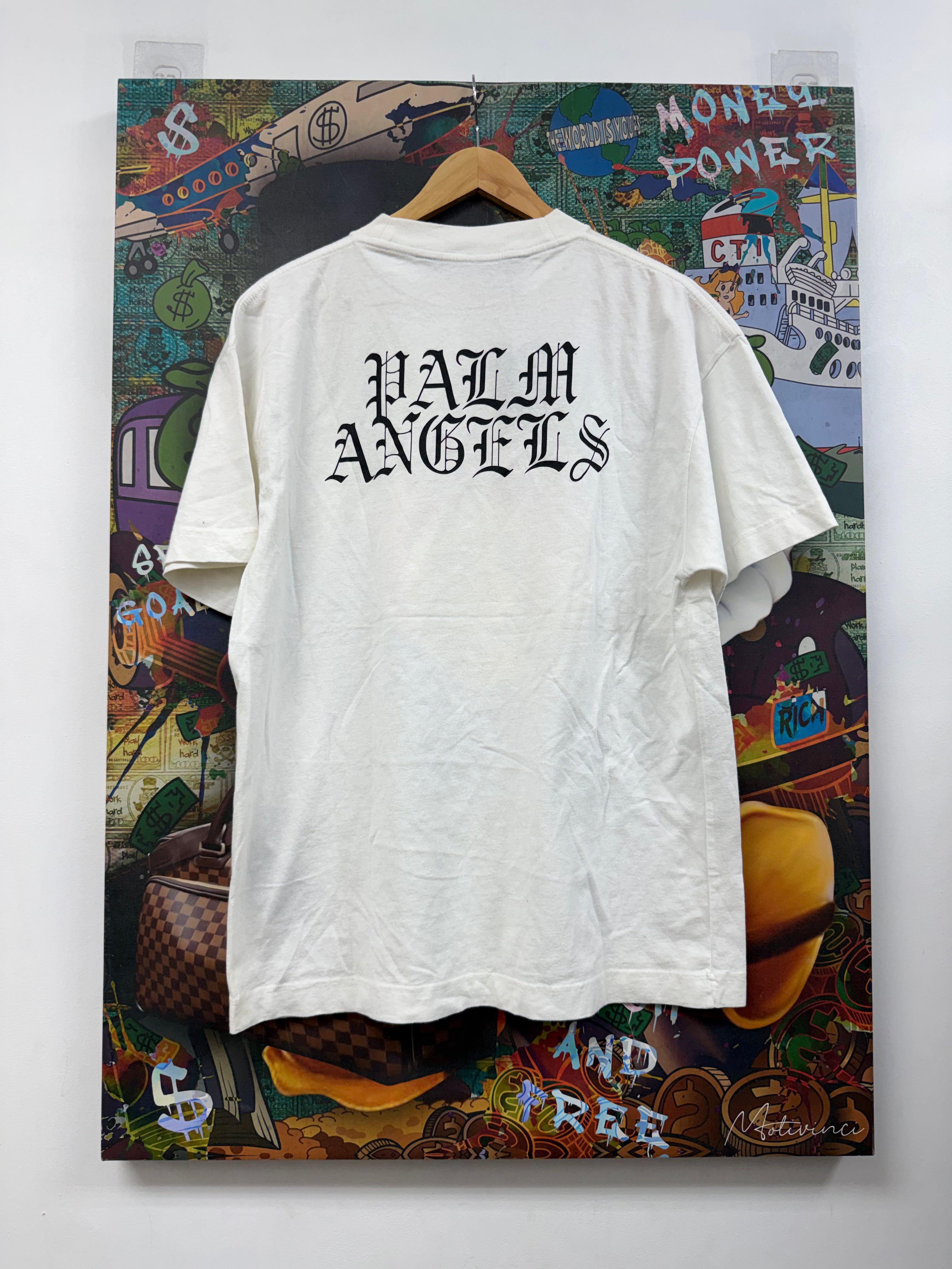 Palm Angels White Flames Smiley Face Tee