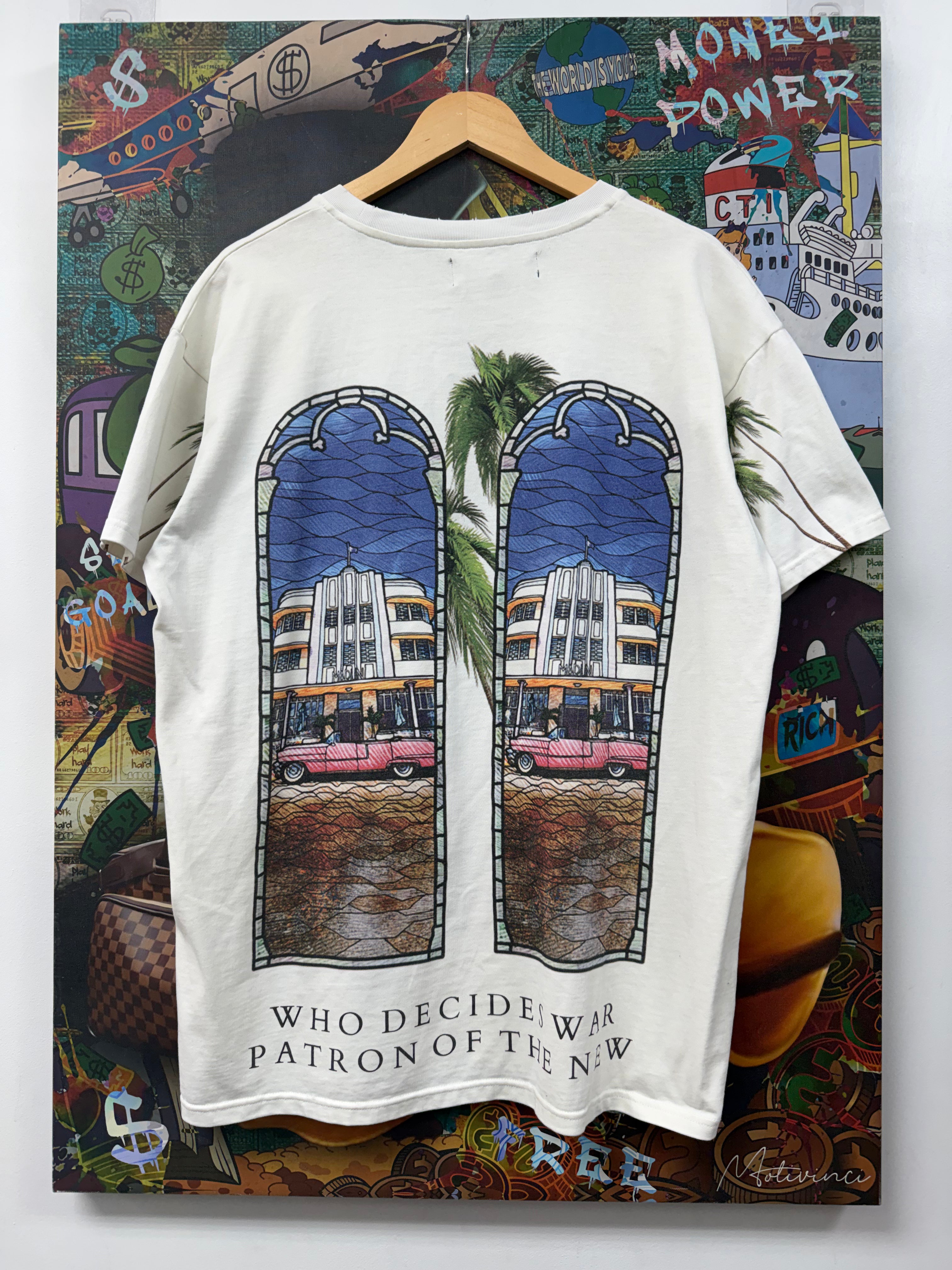 Who Decides War White Stained Glass Patron Tee