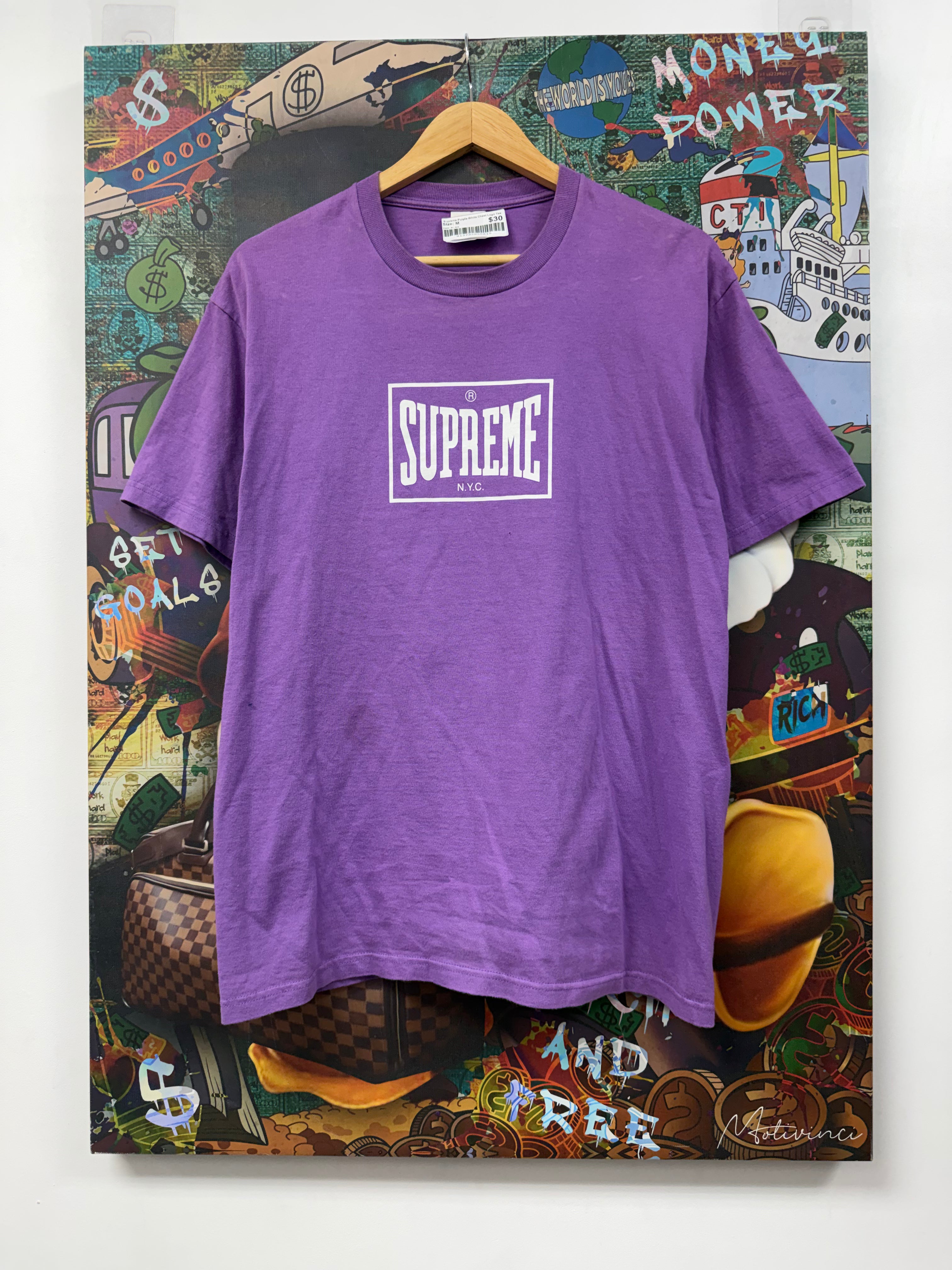 Supreme Purple White Chest Logo Tee