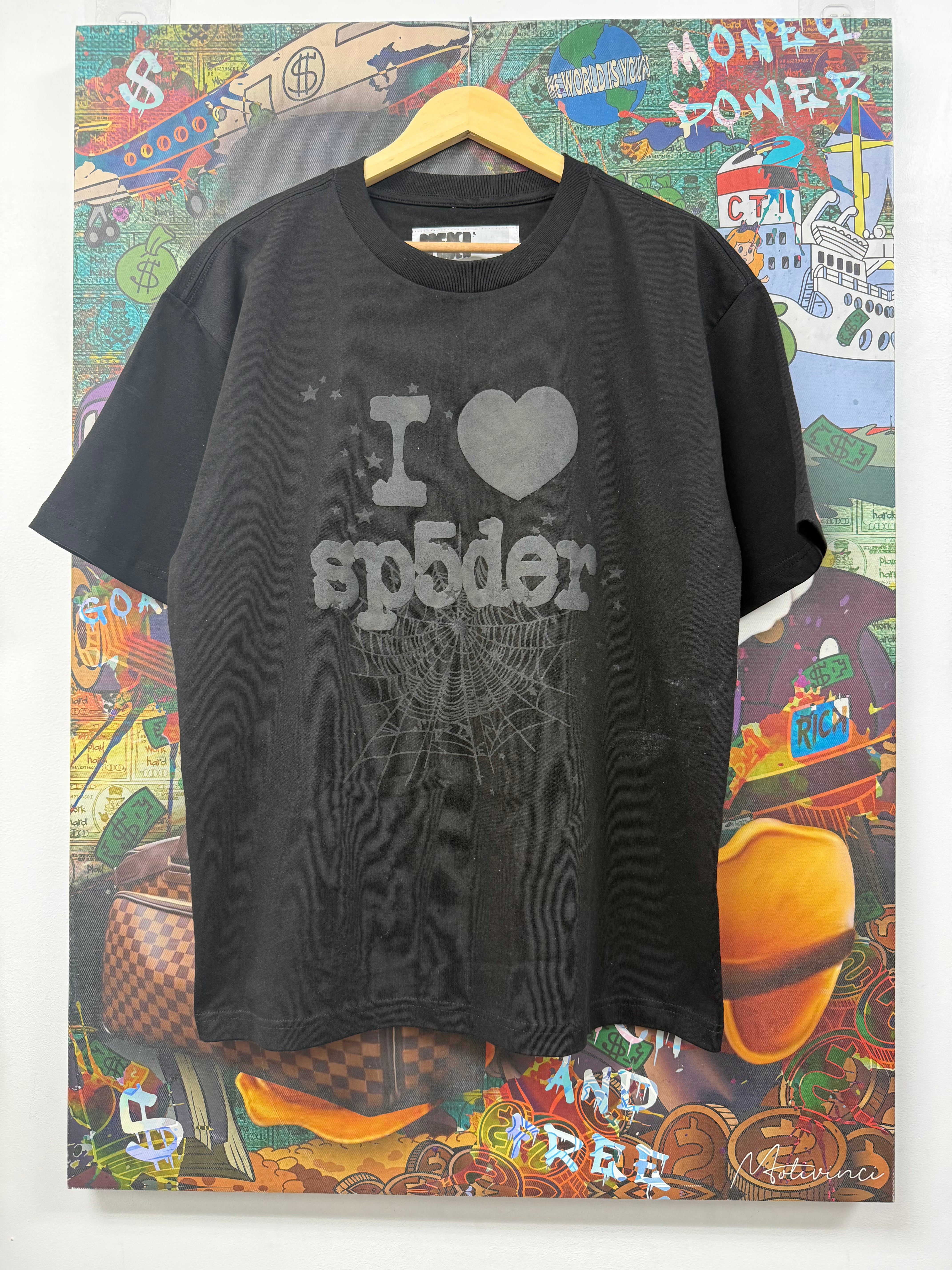Sp5der Black I Heart Tee