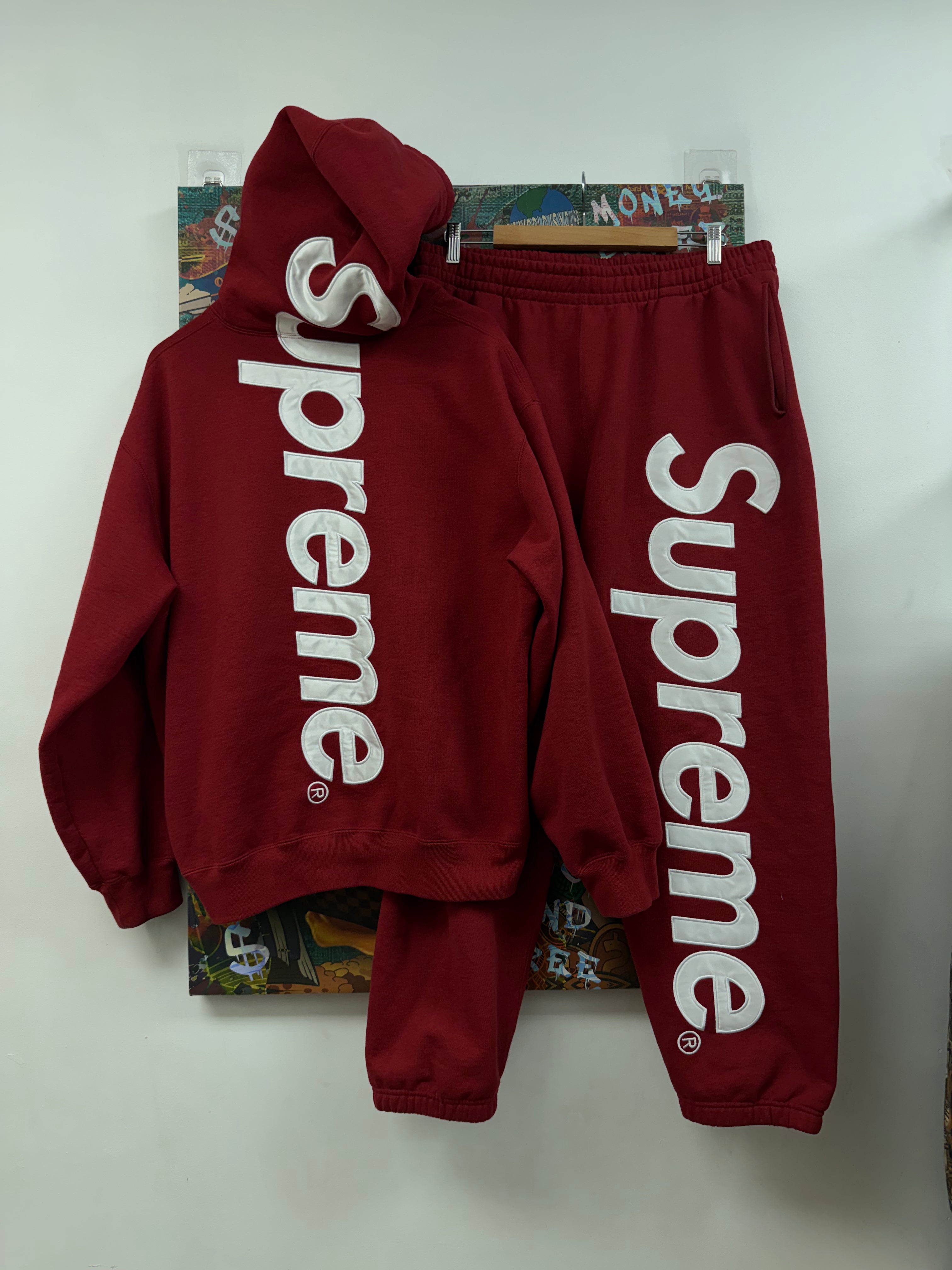 Supreme Red Satin Sweatsuit