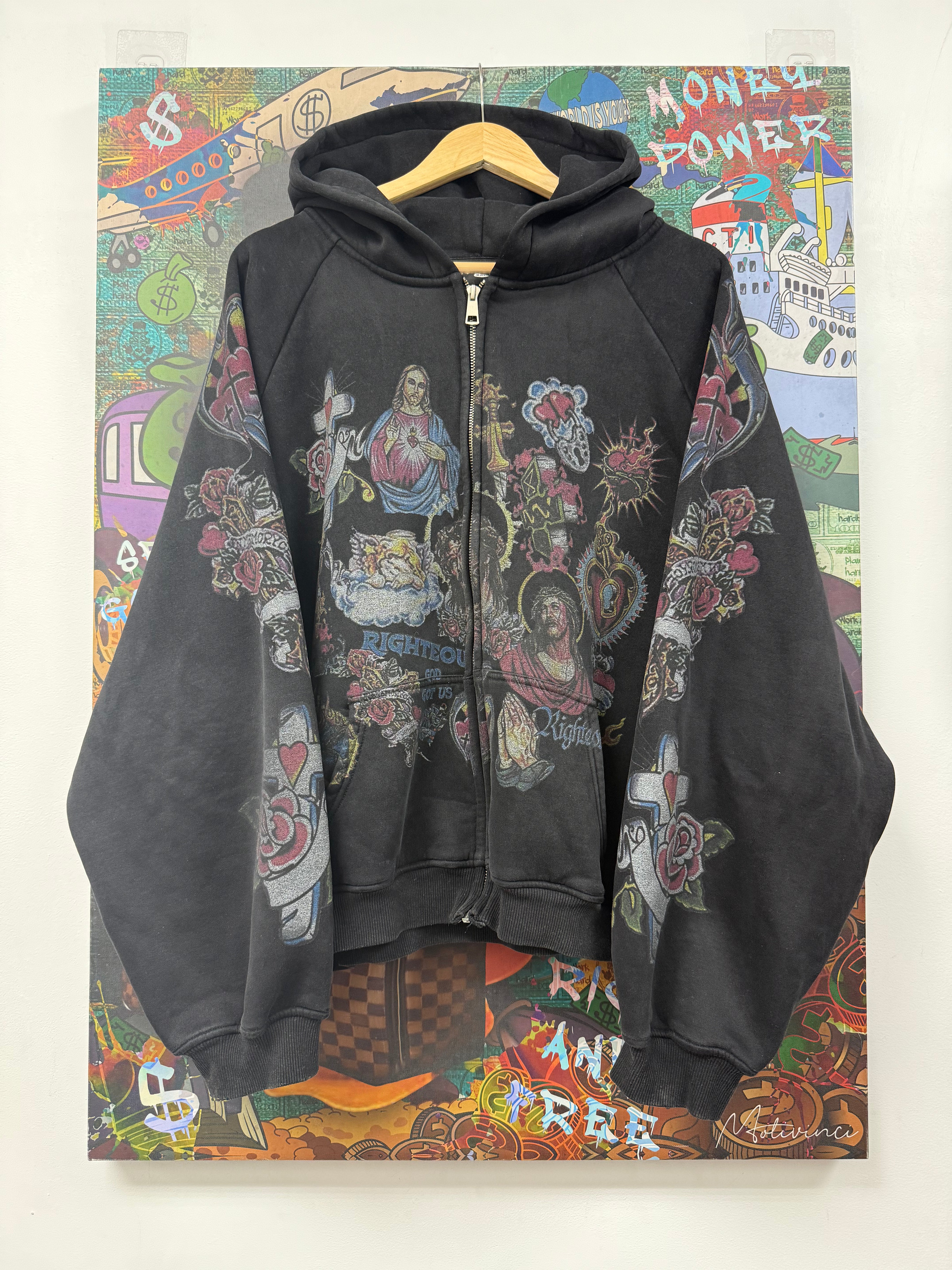 We Are Righteous Black Risen Zip Up Hoodie