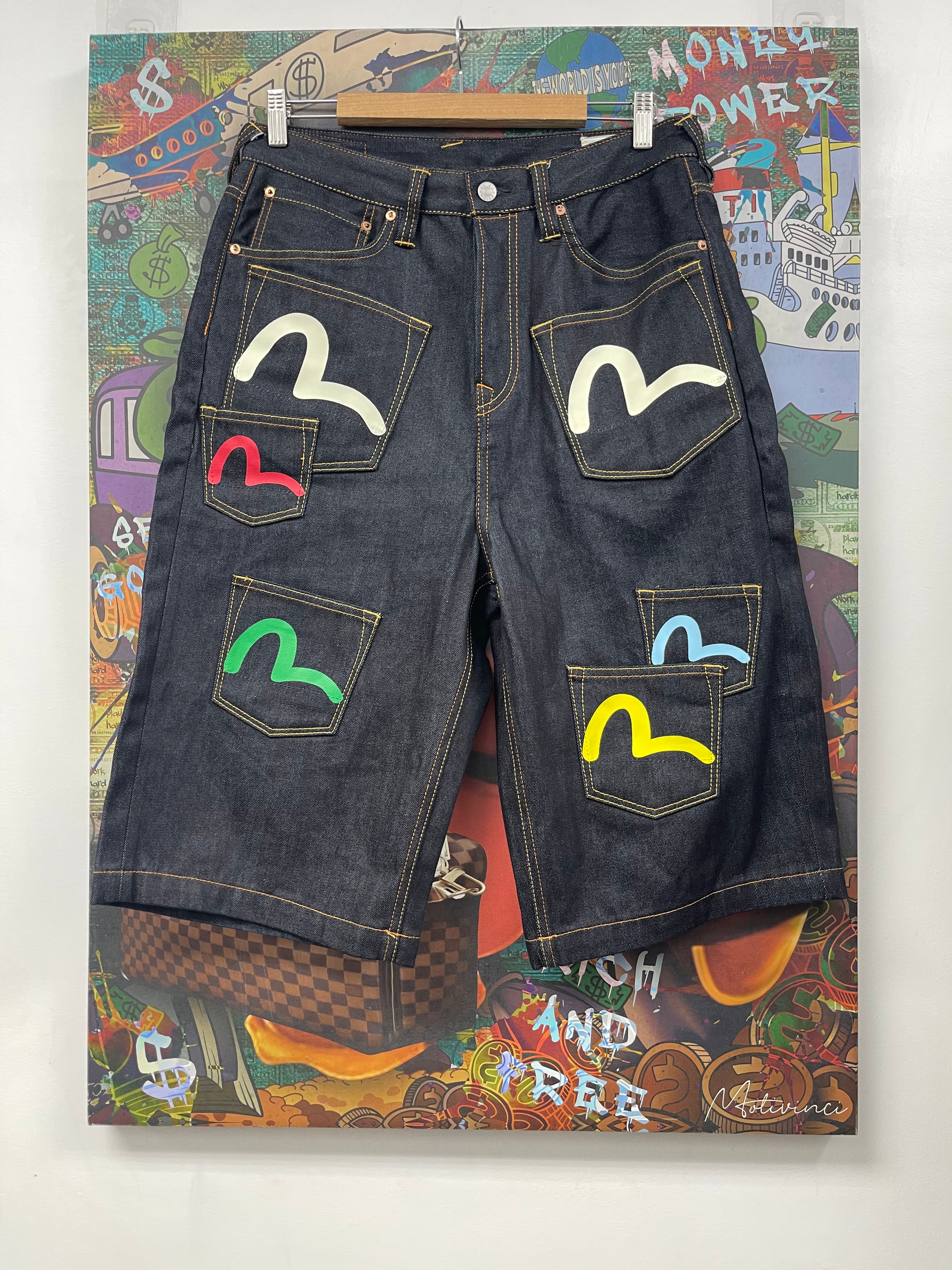 Evisu Multi Color Jean Shorts