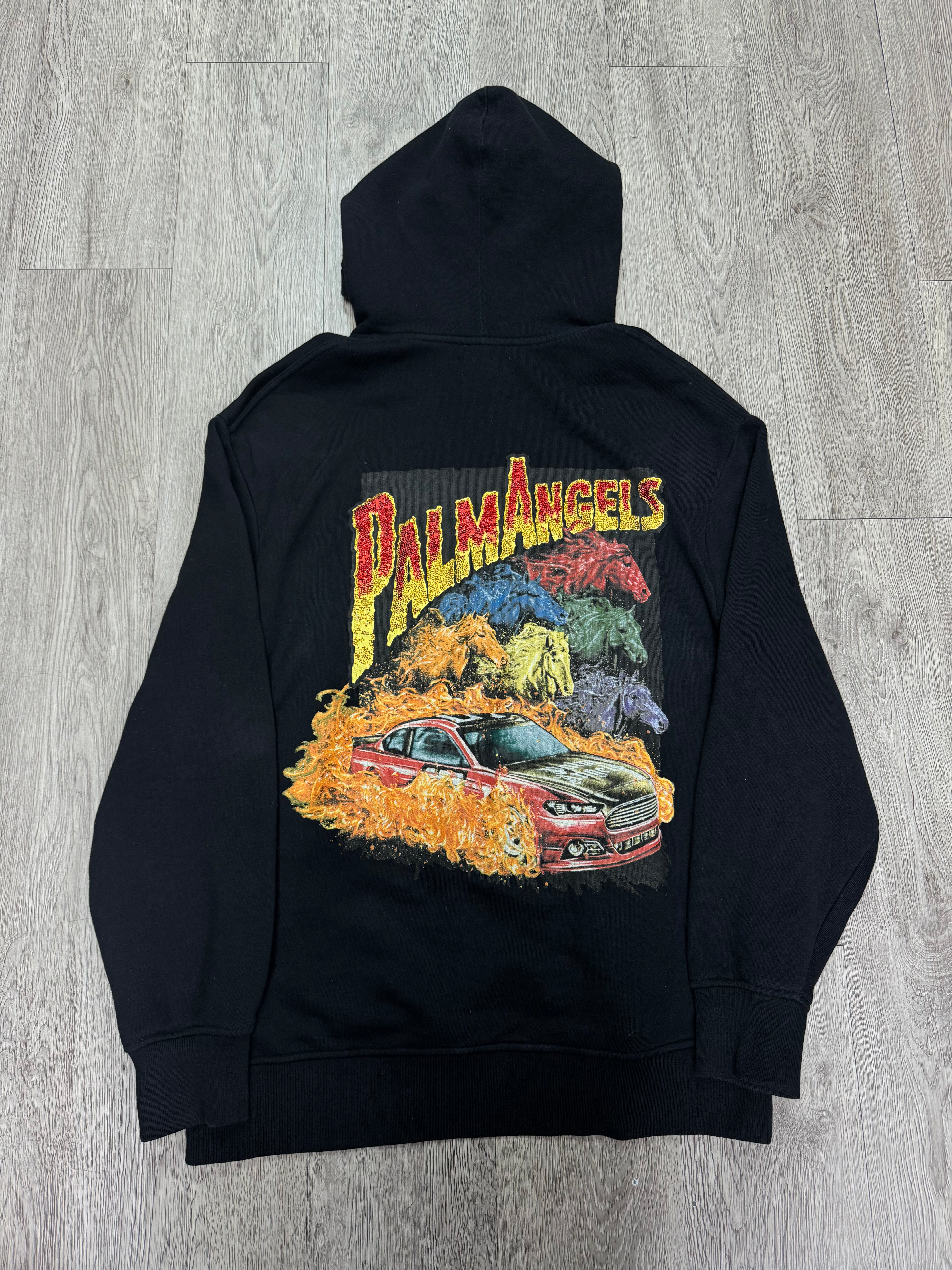 Palm Angels Black Red Yellow Rhinestone Hoodie