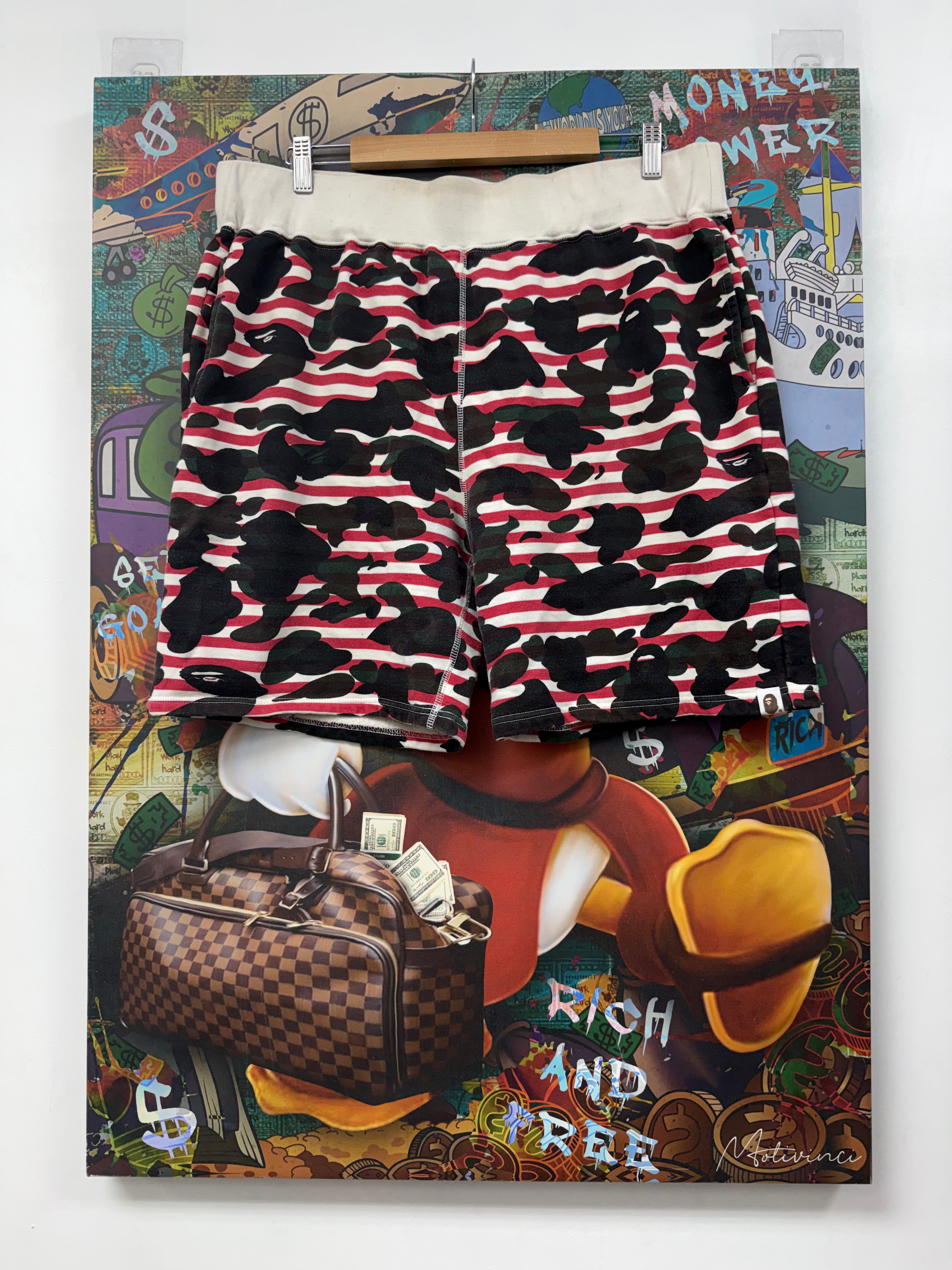 BAPE White Candy Cane Shorts