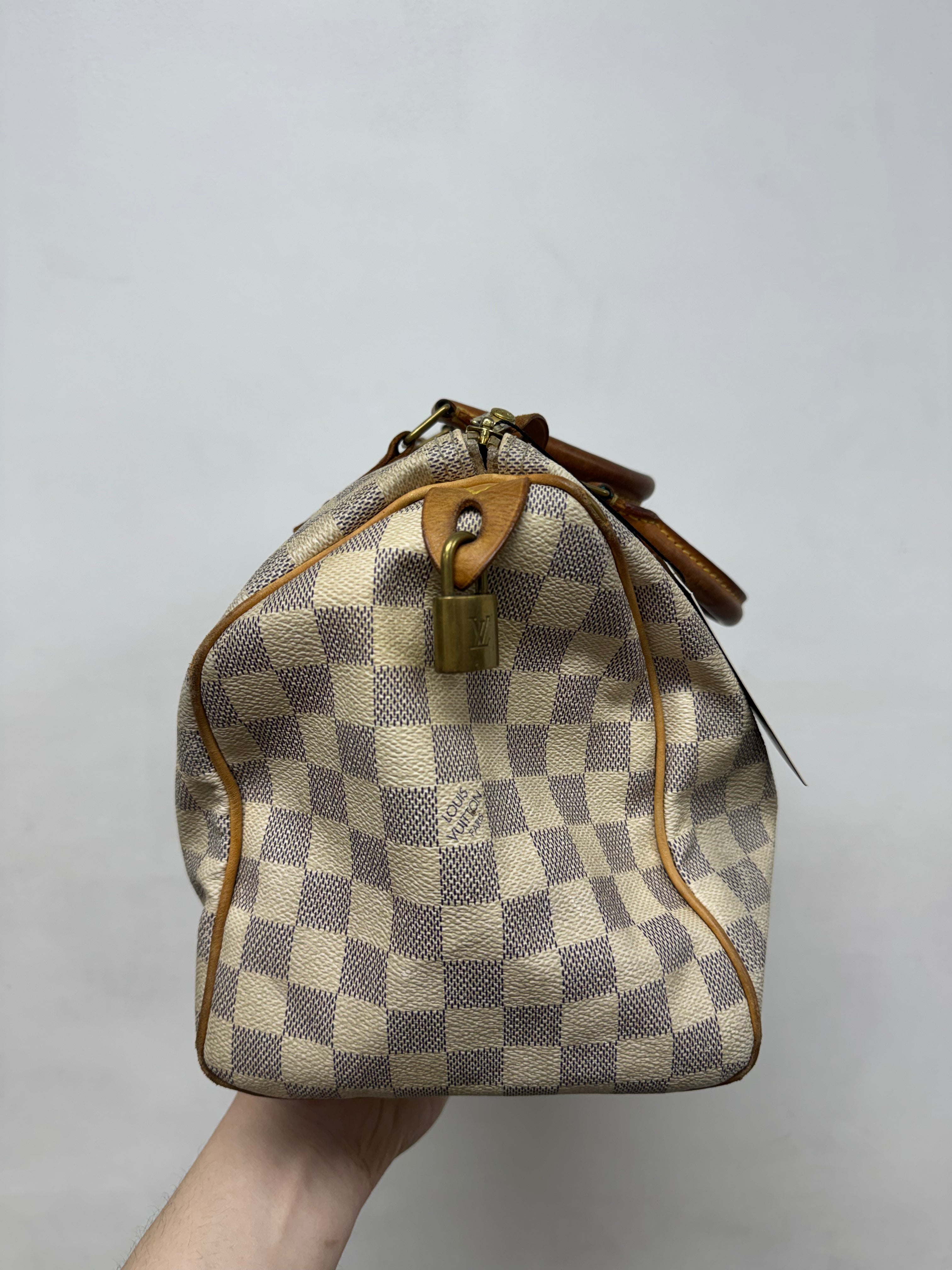 Louis Vuitton Cream Damier Speedy 25 Vintage Bag