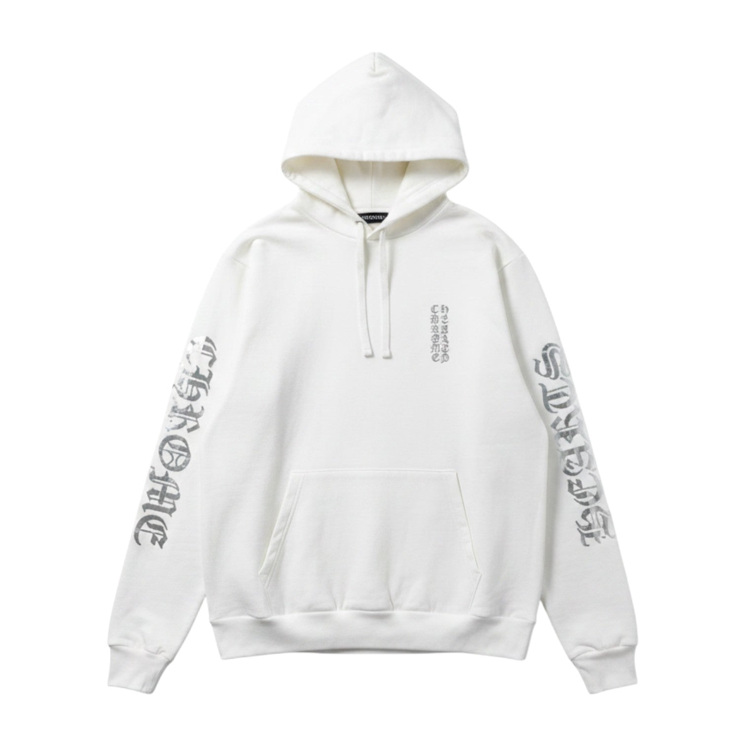 Chrome Hearts 'Vertical Logo Silver Foil' White Hoodie
