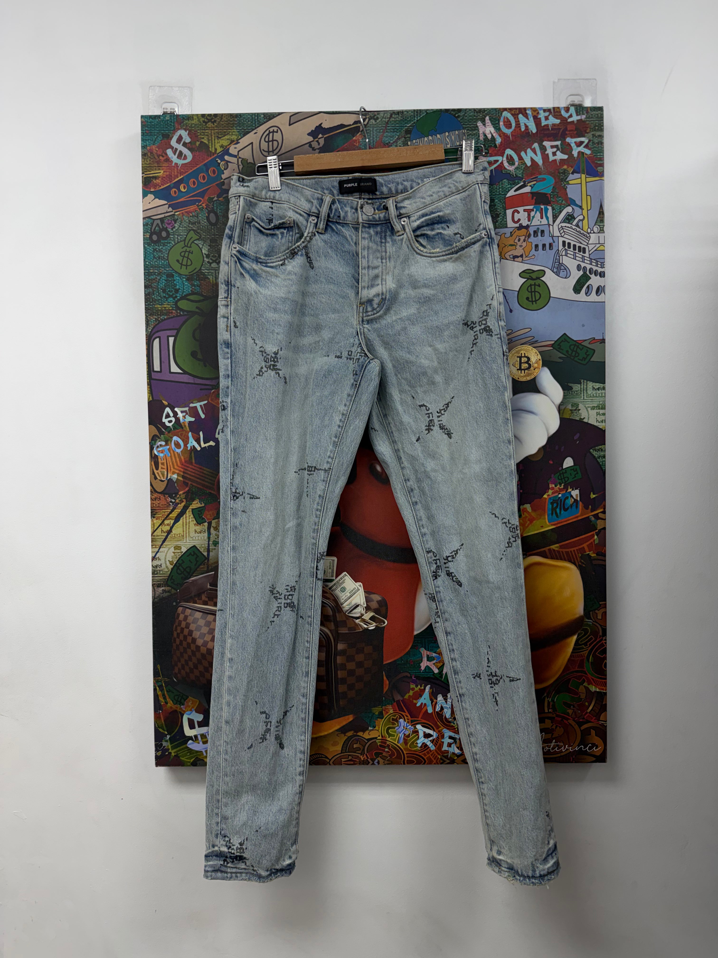 Purple Brand Light Wash Monogram Jeans