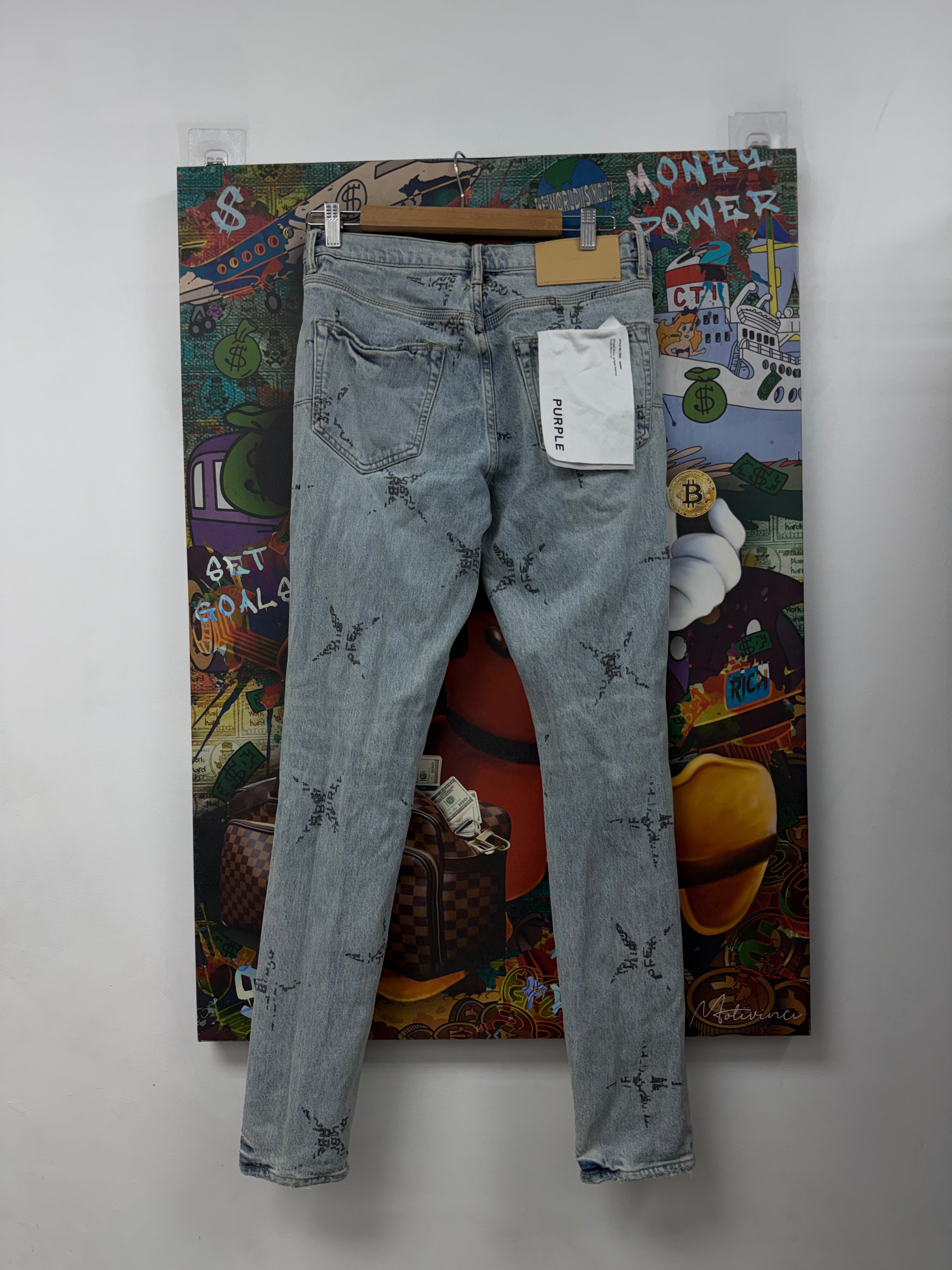 Purple Brand Light Wash Monogram Jeans