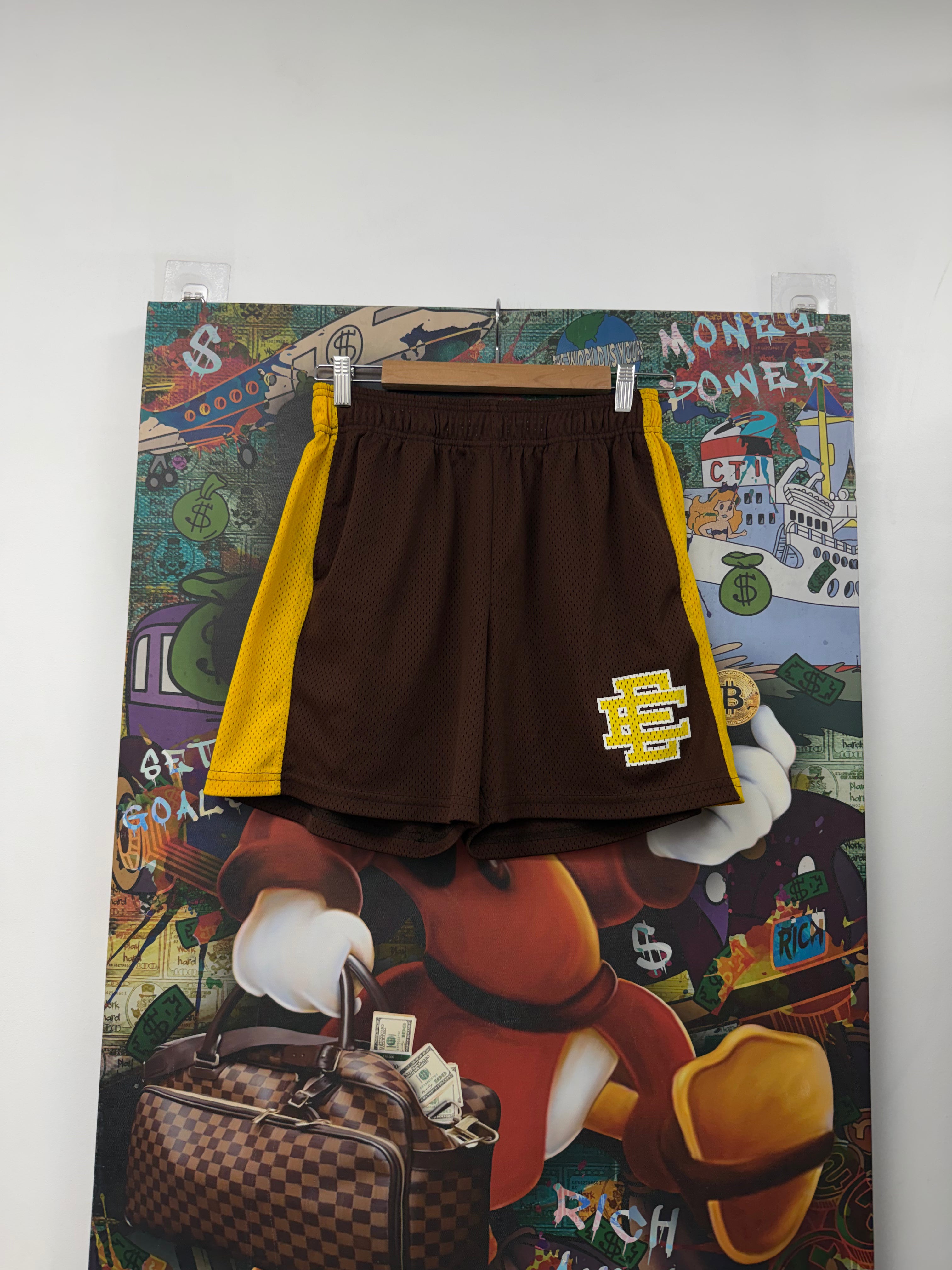 Eric Emanuel Brown Yellow Stripe Shorts