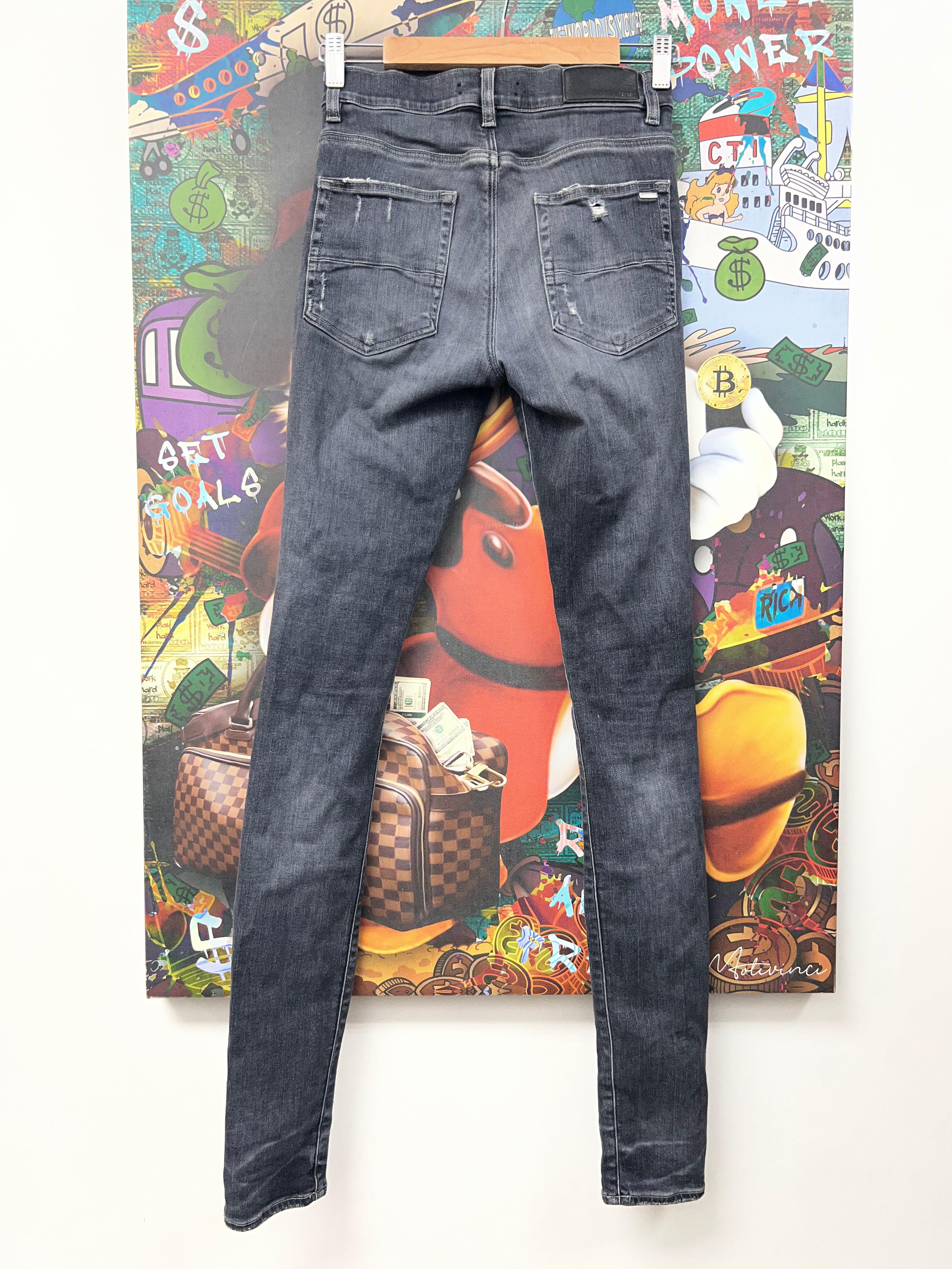 Amiri MX1 Grey Black Patch Jeans