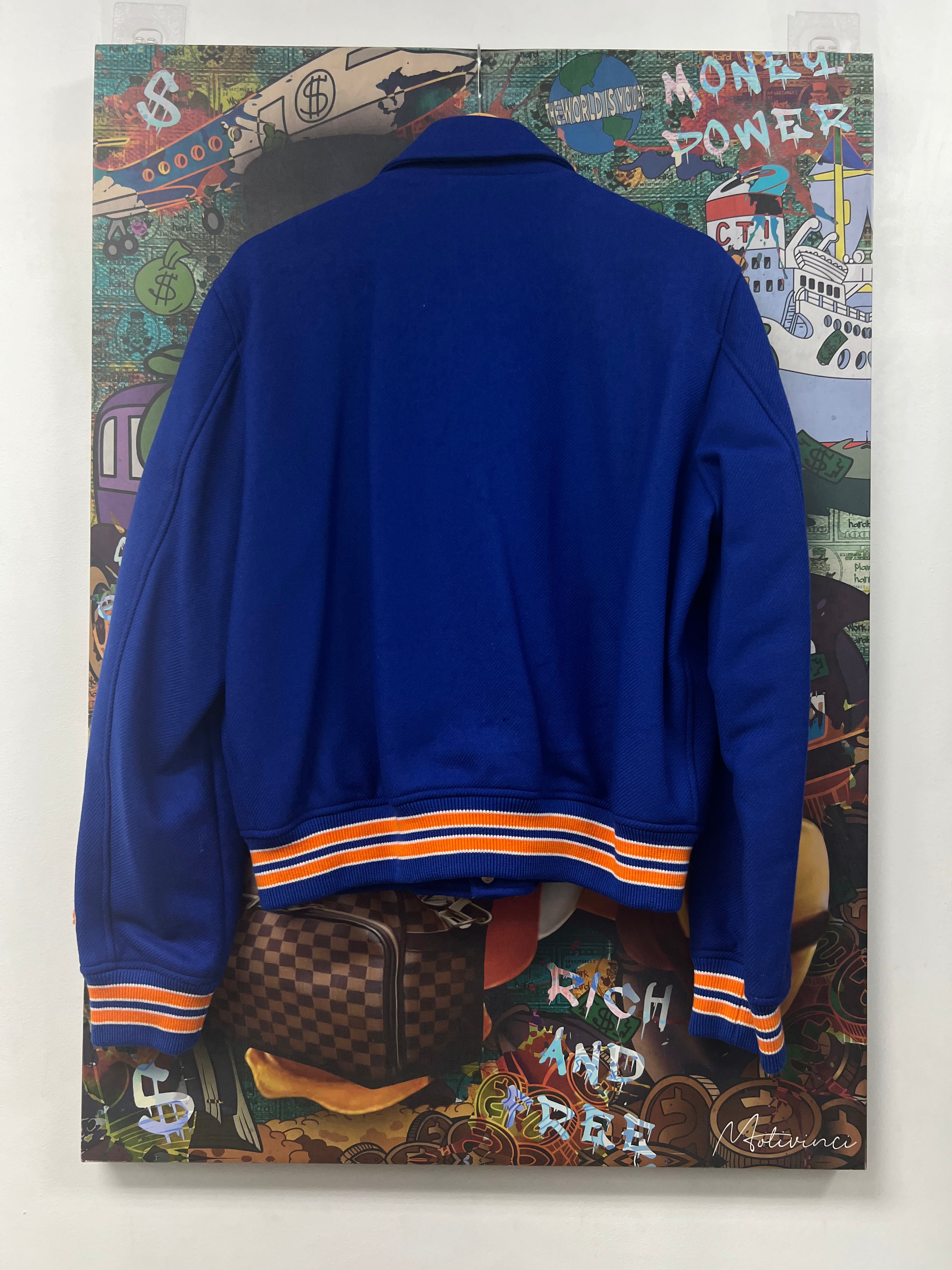 Amiri Blue & Orange Bone Varsity Jacket
