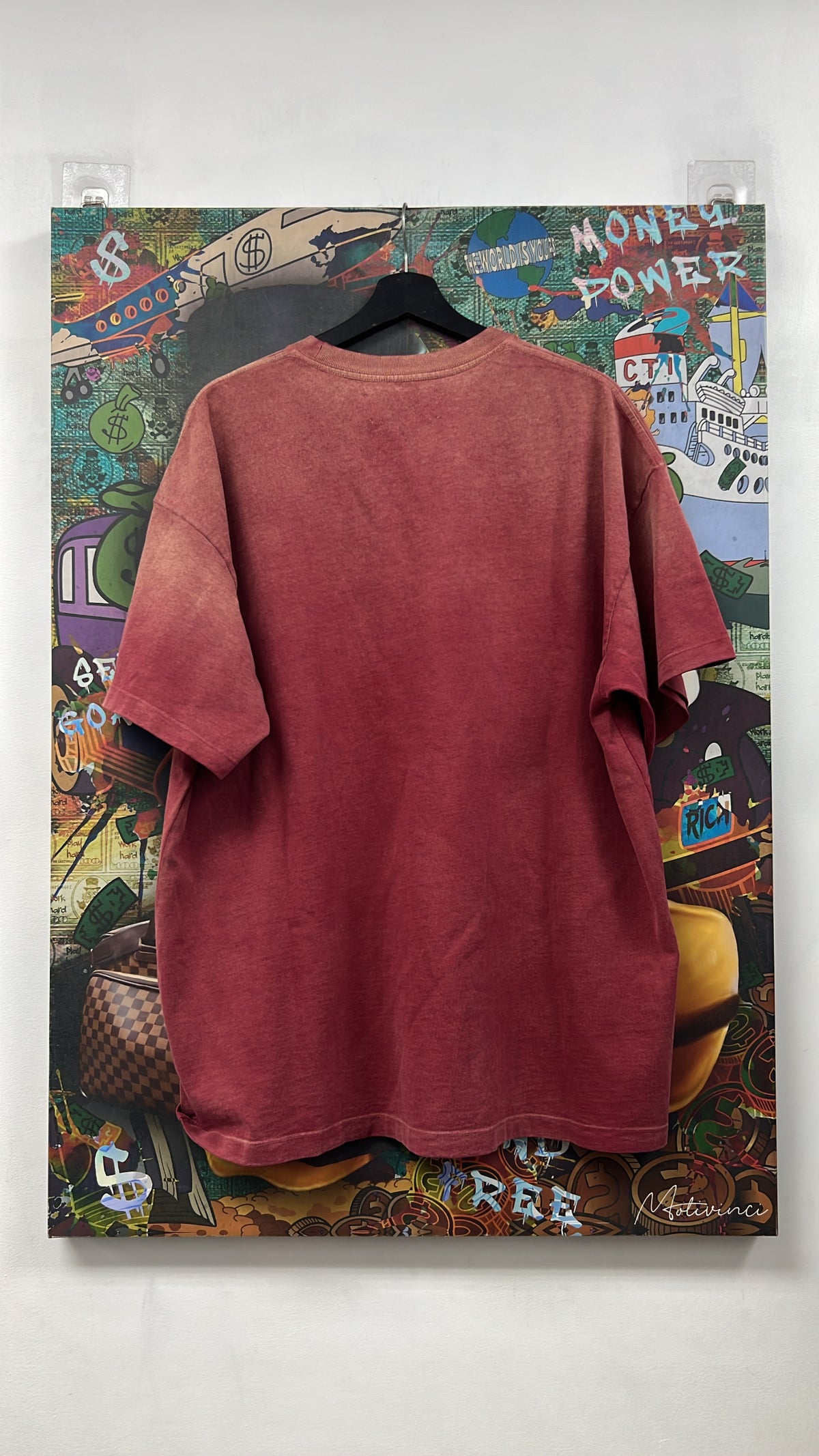 Satoshi Nakamoto Burgundy Studded Luke Logo Tee