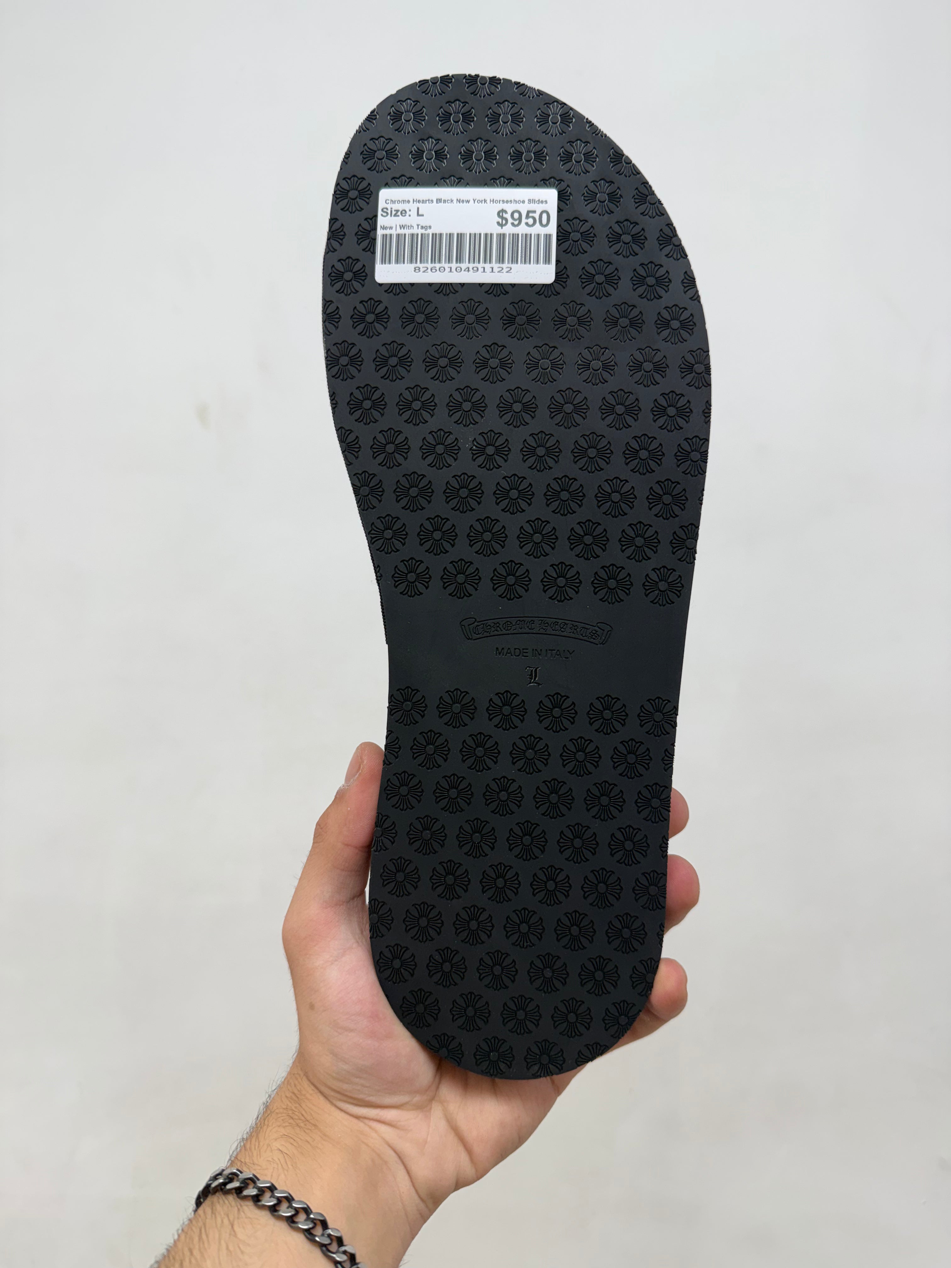 Chrome Hearts Black New York Horseshoe Slides