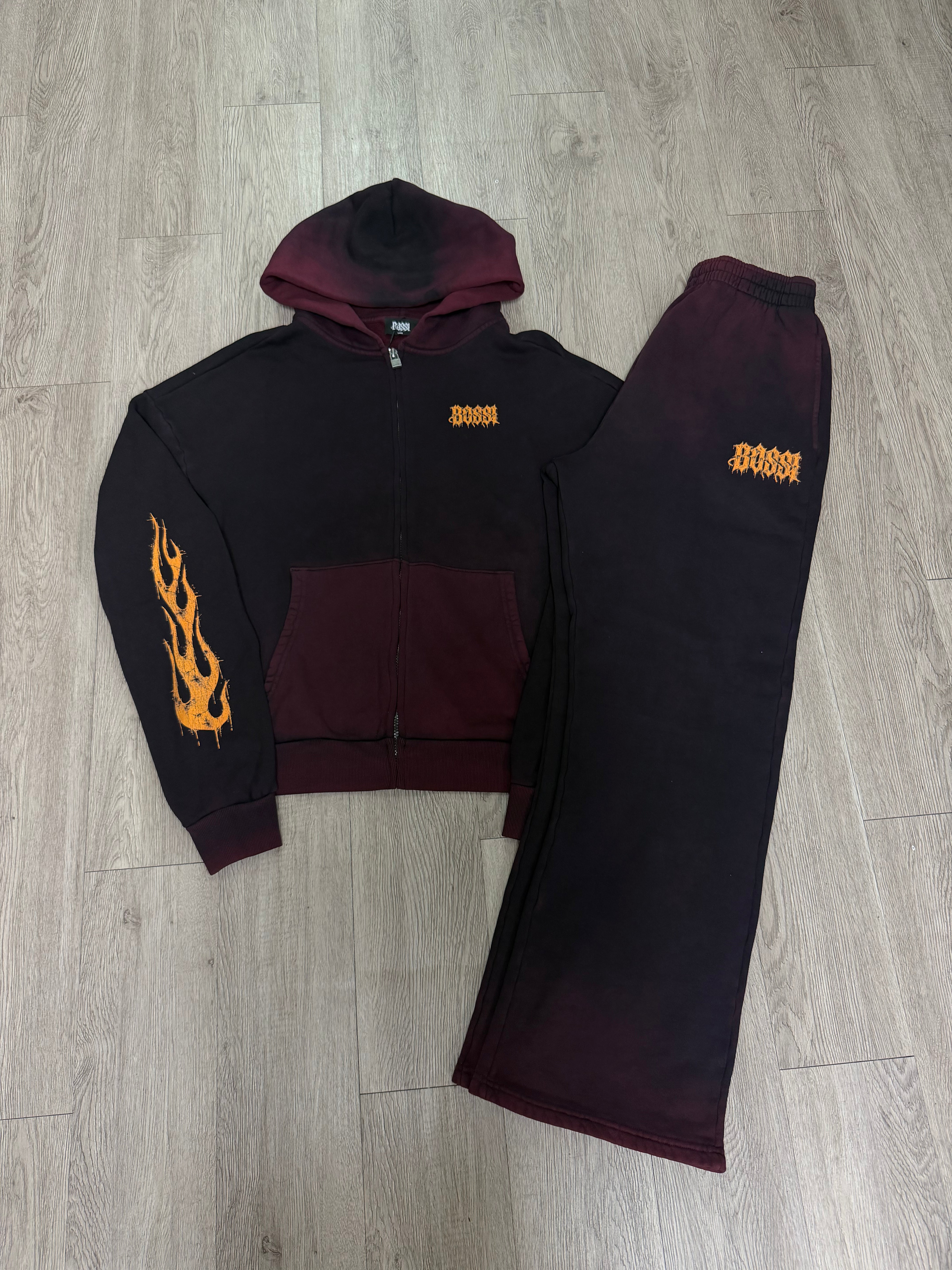 Bossi Maroon Orange Sweatsuit
