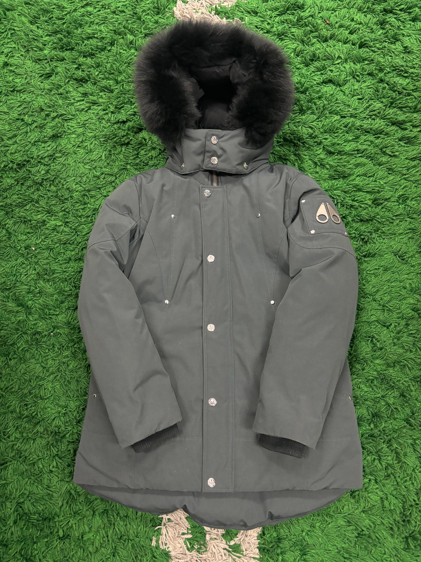 Moose Knuckles Parka Grey Black Fur Used Kid's Large