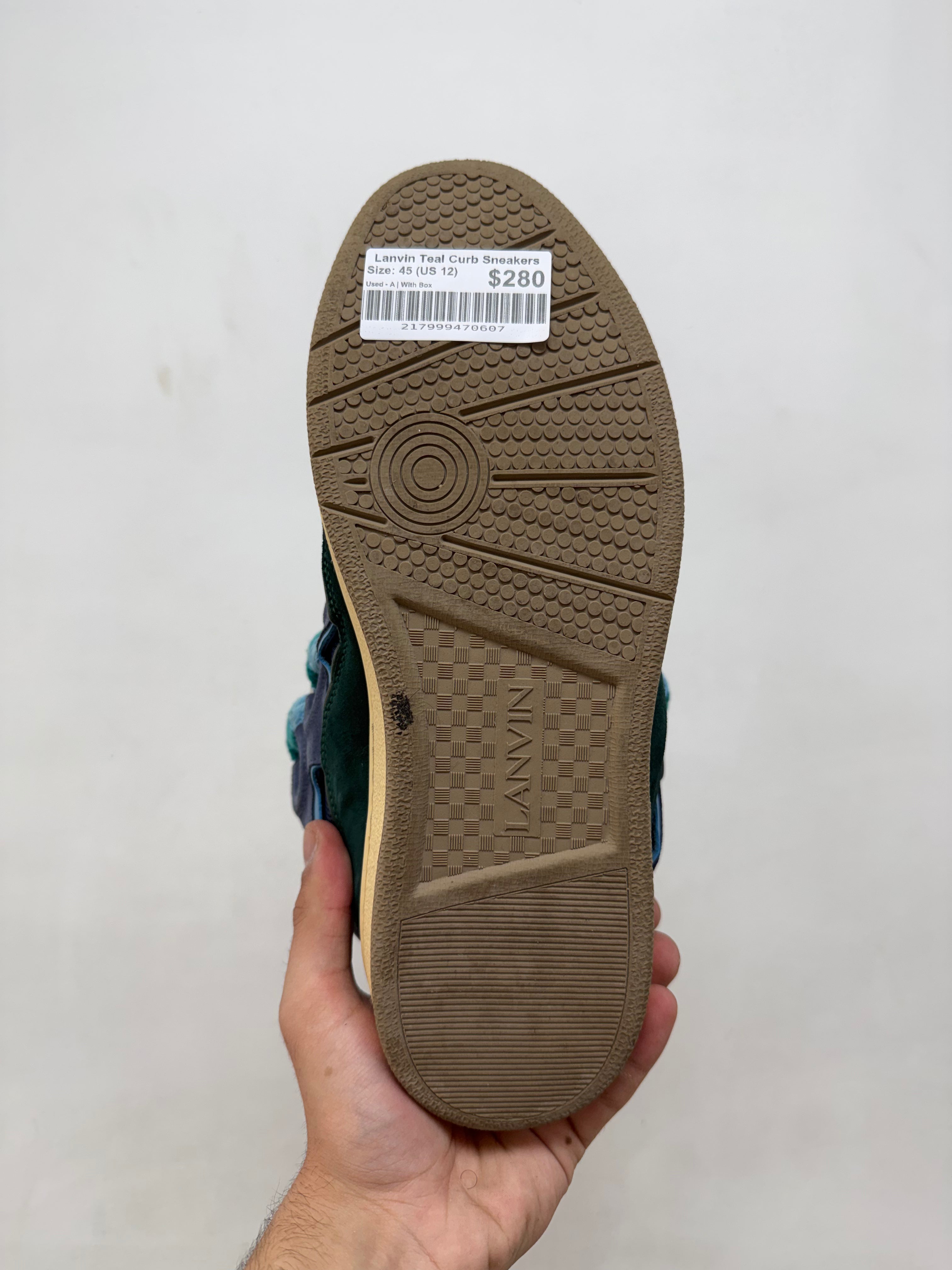 Lanvin Teal Curb Sneakers