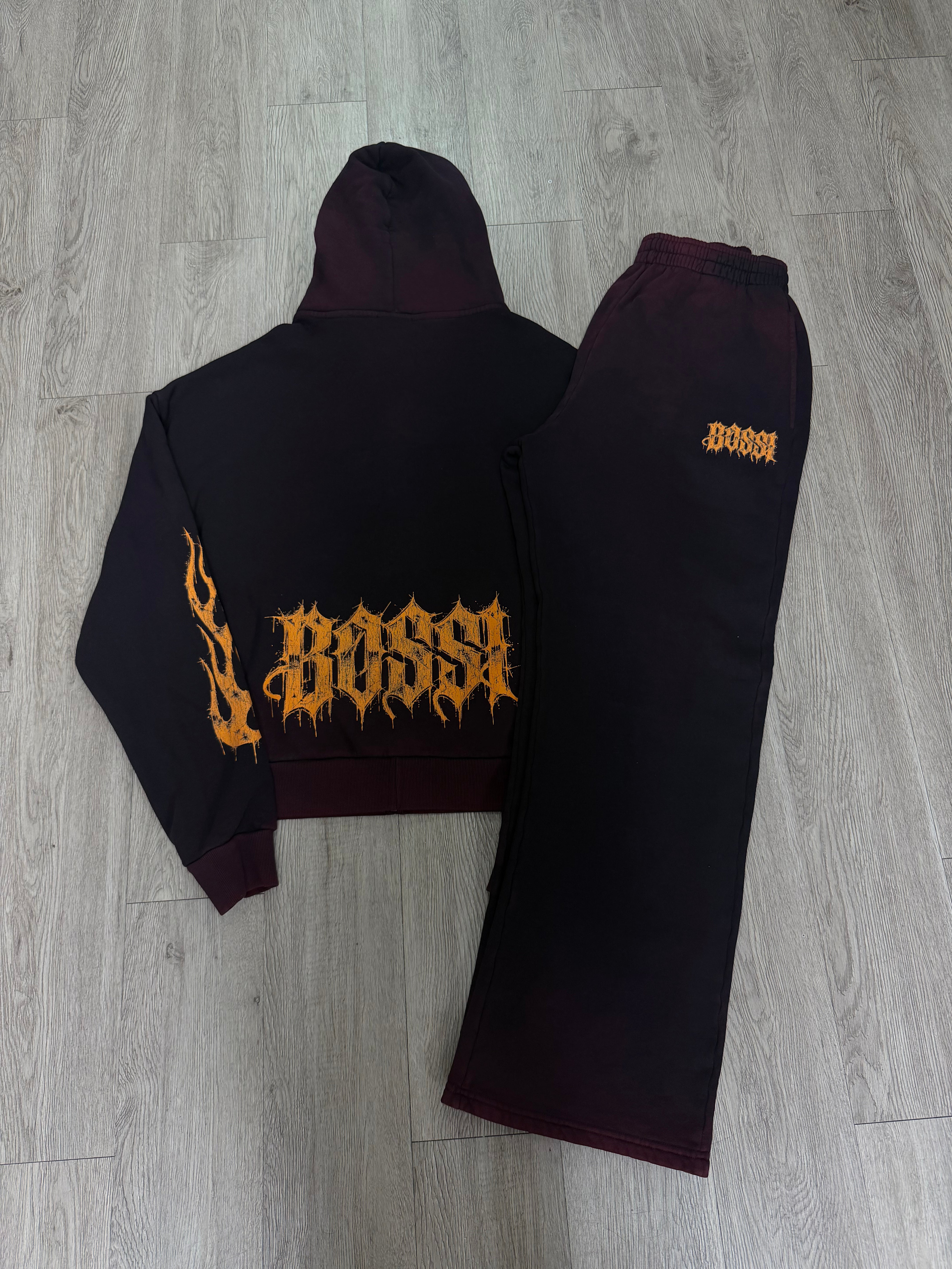 Bossi Maroon Orange Sweatsuit