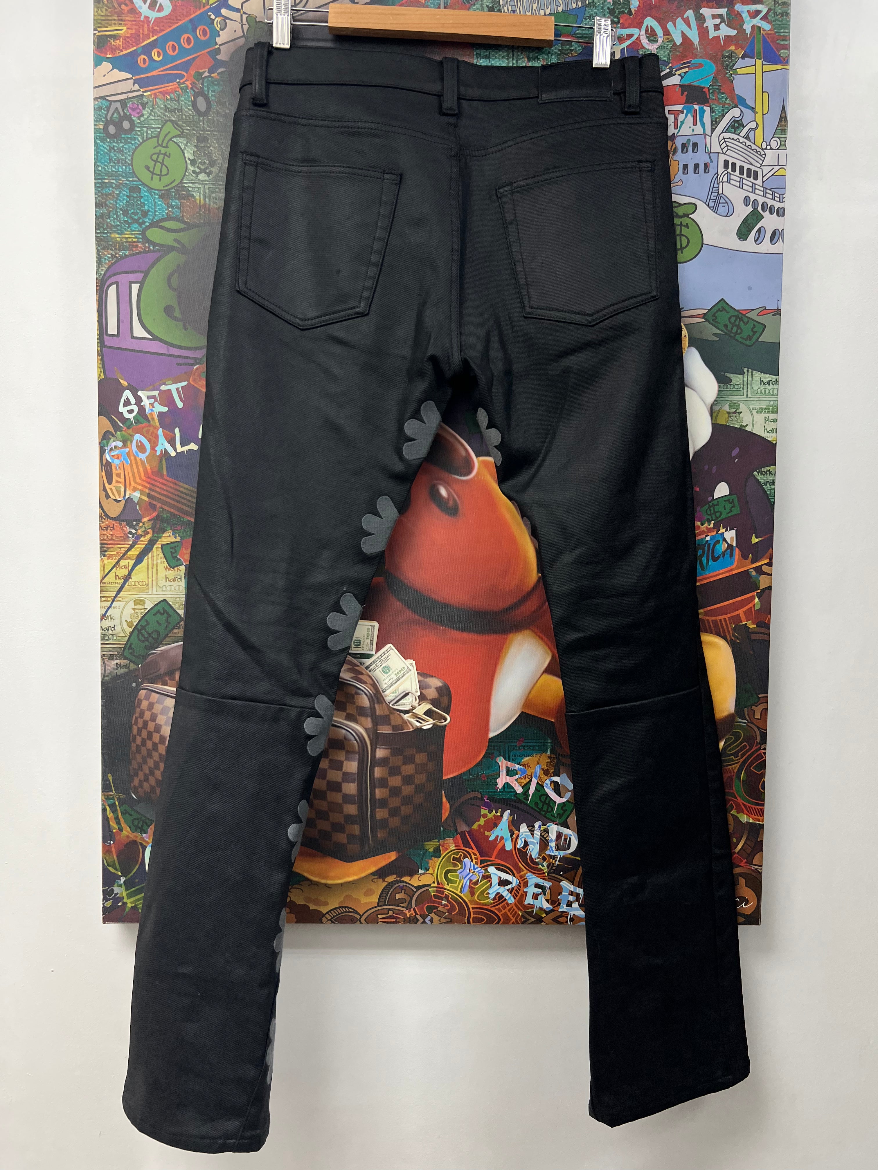 LOST SHDWS Black Grey Graphite Waxed Jeans